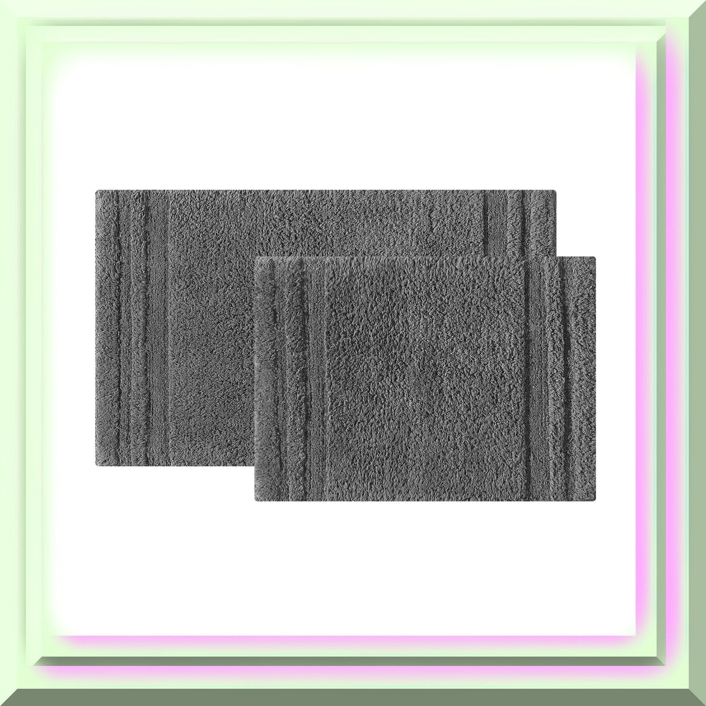 2 Piece Cotton Bath Rug Set Grey