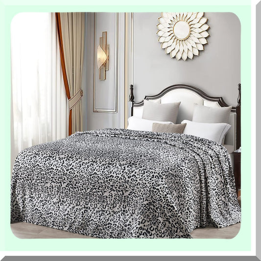 Safari Chic Lightweight Leopard Print Flannel Fleece Blanket - Twin Size, 60"x90""