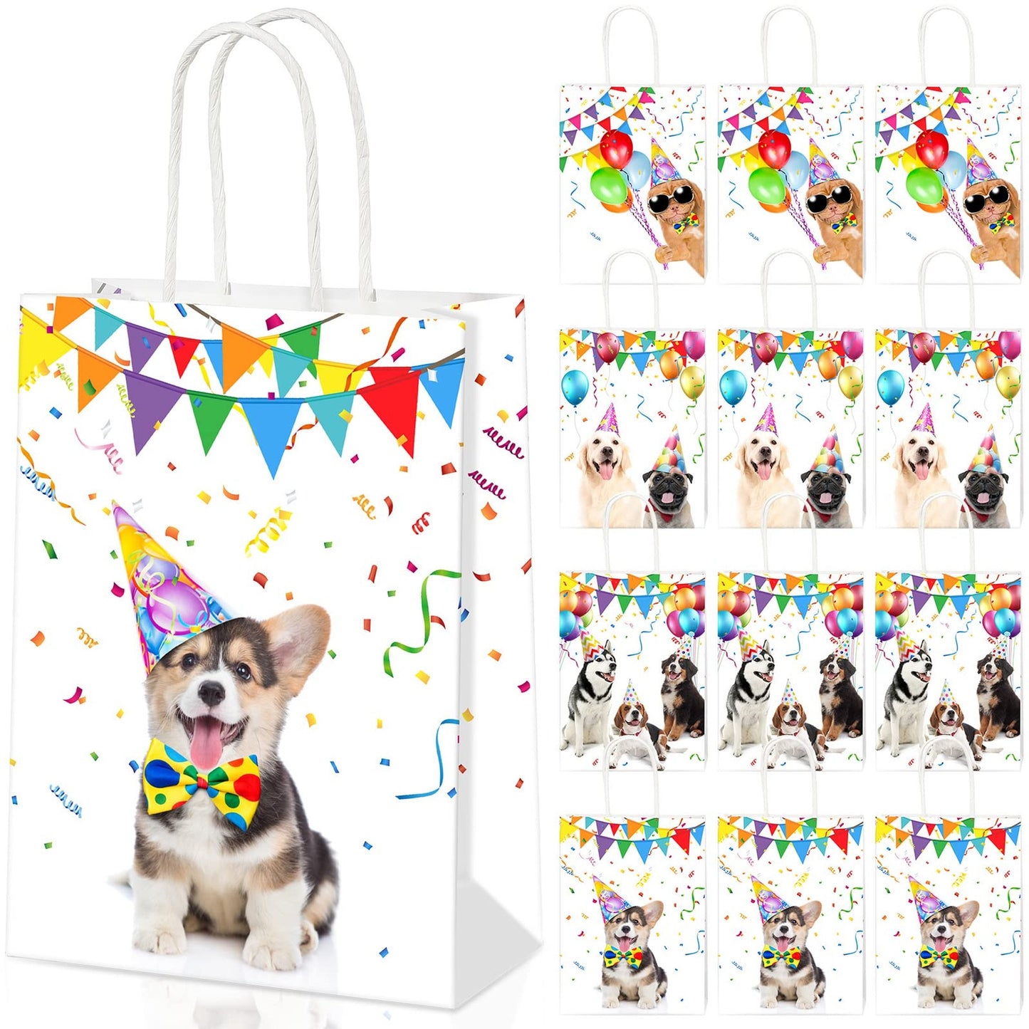 Puppy Pawty Pack - Dog Treat Bags for Kids & Adults Birthday Party Favors, Goodie Gift Bags with Doggy Themed Candy, 12 Pcs Puppy Party Supplies