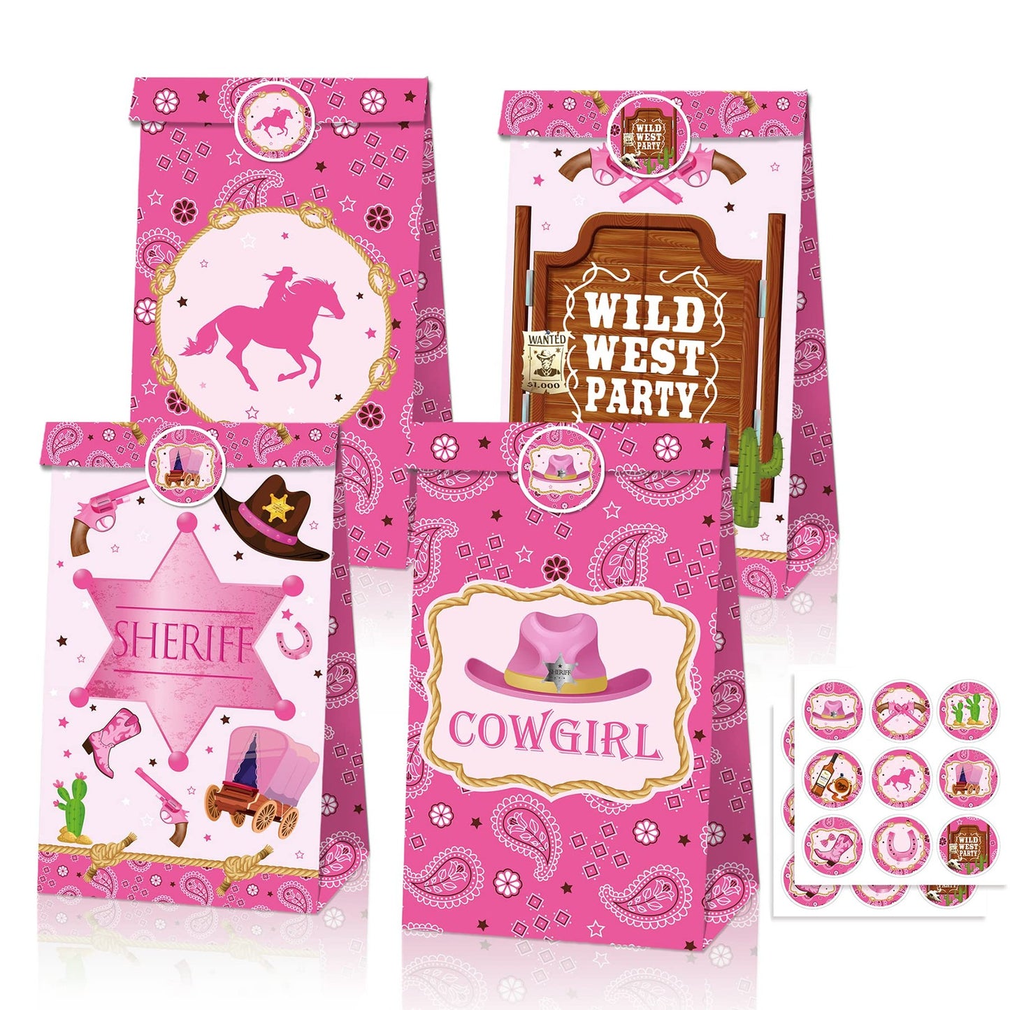 Cowgirl Candy Party Pack - 12Pcs Western Party Favors with Sticker, Pink Cowgirl Decorations & Birthday Supplies for Cowgirl Fans.