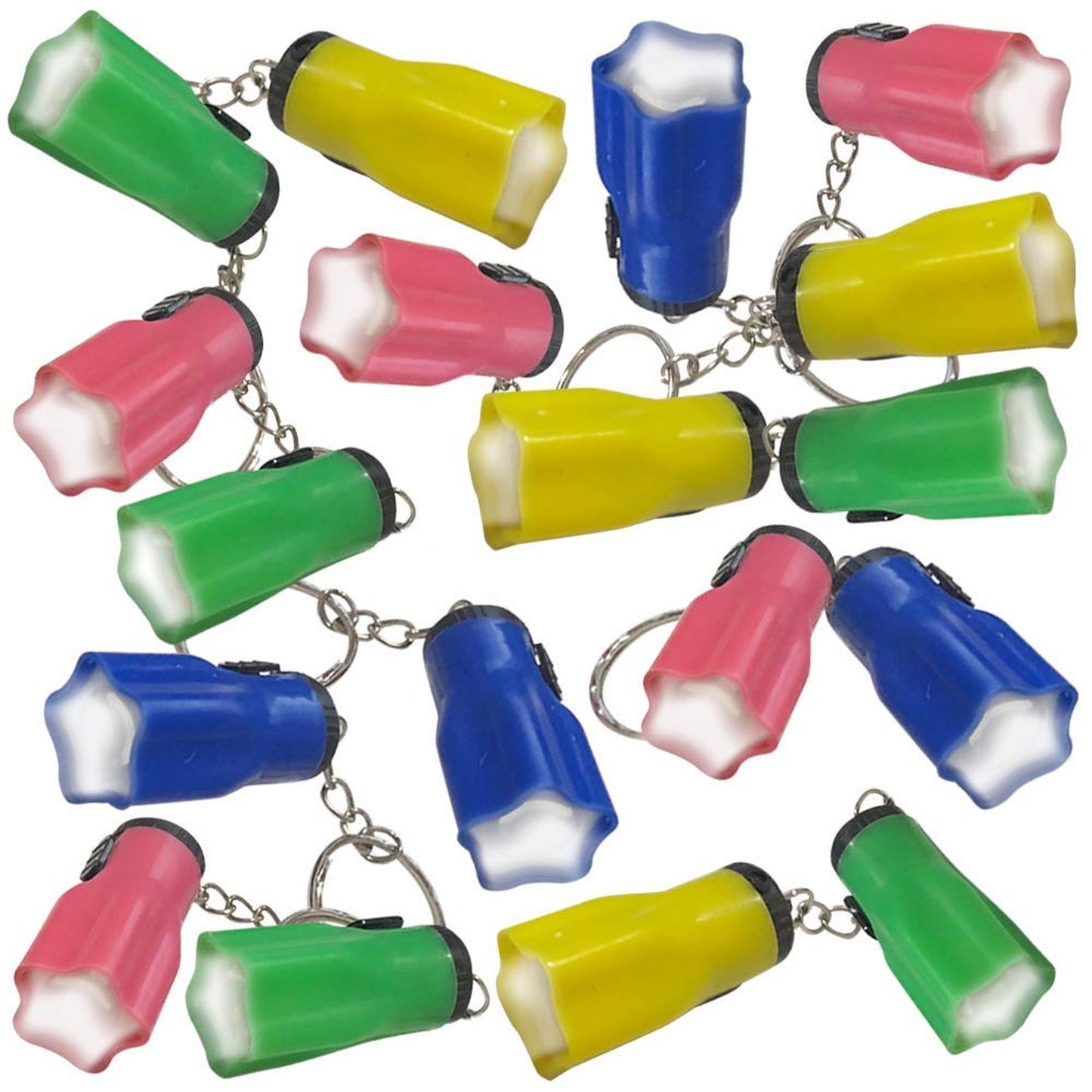 Star Shaped LED Flashlight Keychains Pack of 24