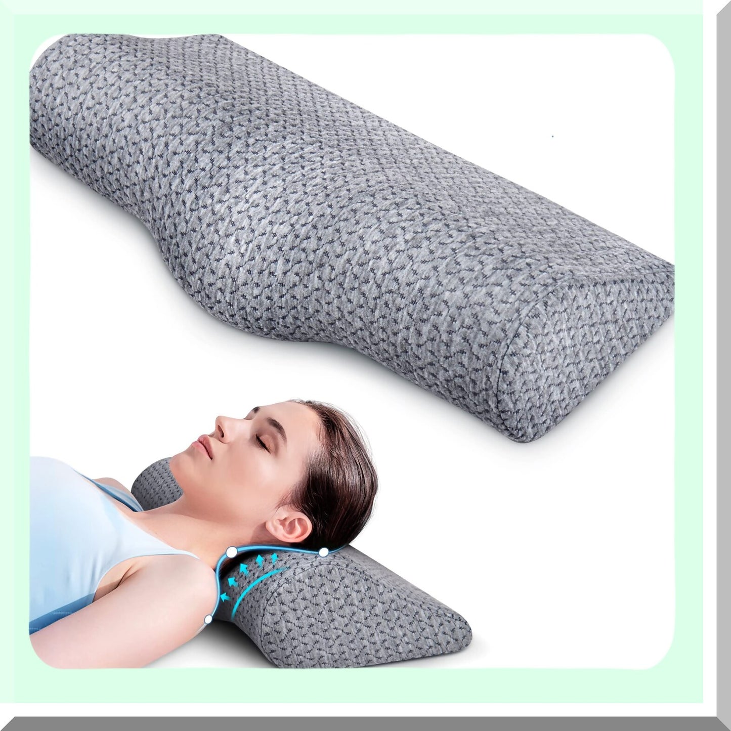 OrthoRelax Cervical Support Pillow - Memory Foam Neck Bolster for Pain Relief & Shoulder Relaxation. Decompression Roll for Office & Bed.