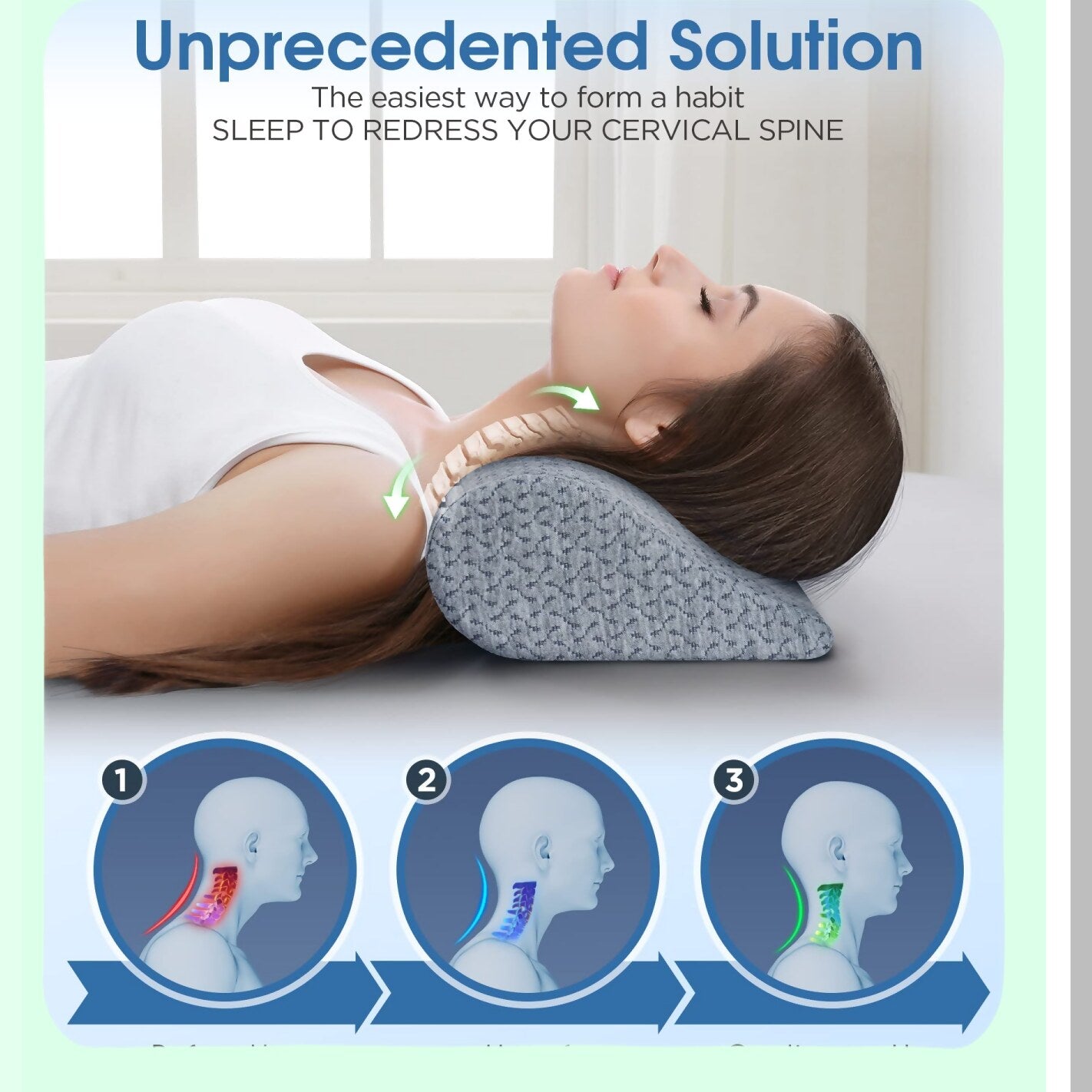 OrthoRelax Cervical Support Pillow - Memory Foam Neck Bolster for Pain Relief & Shoulder Relaxation. Decompression Roll for Office & Bed.