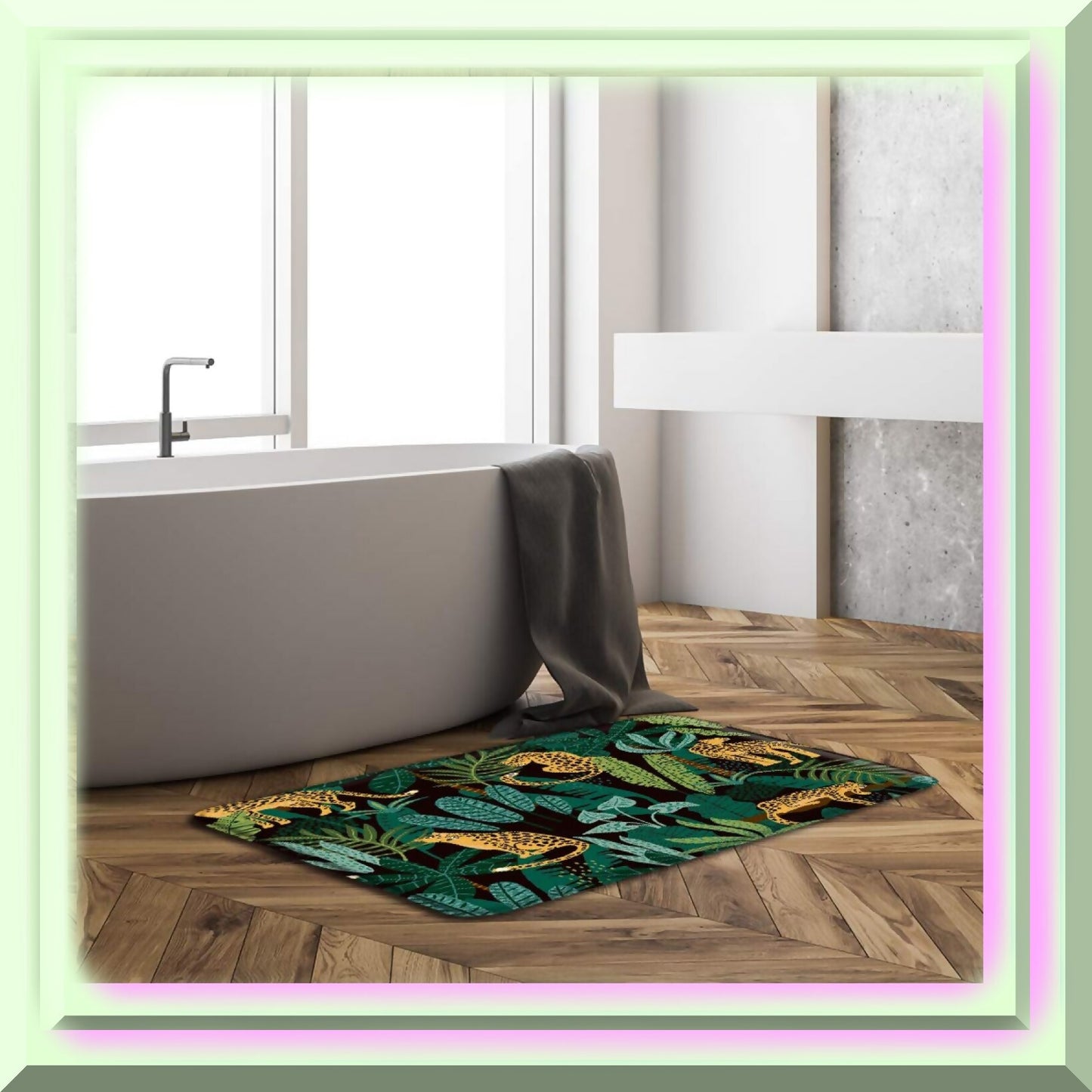 Leopard Green Watercolor Bathroom Mat 17.7"x29.5"