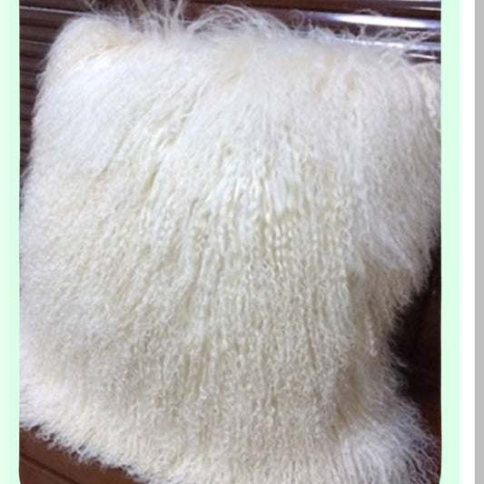 Luxury Mongolian White Fur Throw Pillow - 16x16 Decorative Cushion Cover for Living Room & Bedroom