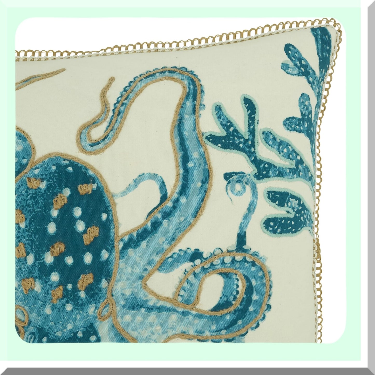Aqua Octopus Decorative Pillowcase - Ocean Theme Cushion Cover for Couch, 20 Inch Square - Nautical Sea Creature Home Decor Accent