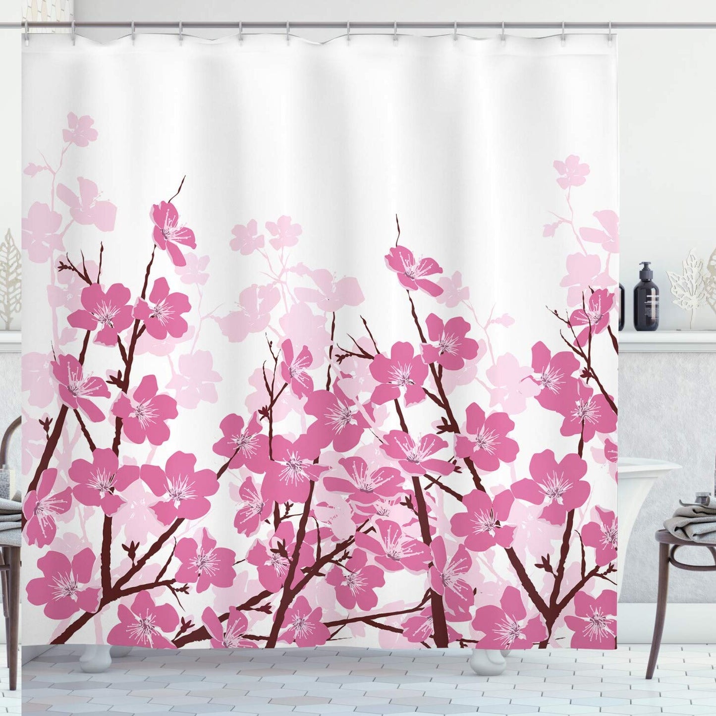 Asian Cherry Blossom Shower Curtain 69x70 inches