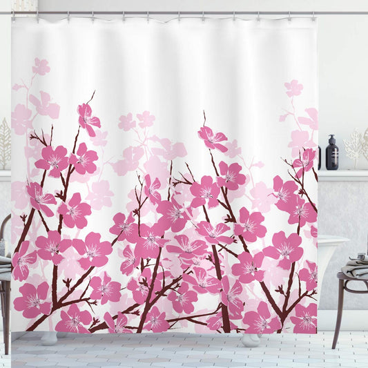 Asian Cherry Blossom Shower Curtain 69x70 inches