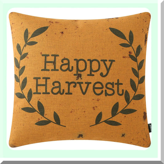 Autumn Bliss Farmhouse Pillowcase - Harvest Yellow Decorative Cushion Cover 18x18 - Fall Sayings Square Throw for Sofa Couch Office - PL687TR