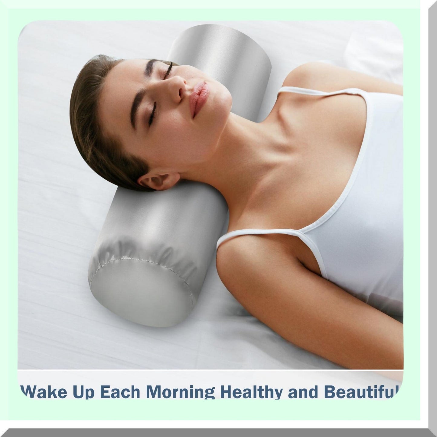 Zippered Neck Pillow Cover Set - Gray Cylinder Pillowcase Bundle (Pack of 4) - Cervical Neck Roll Bolster Case Covers - 18 x 6 Inches - Round Shape