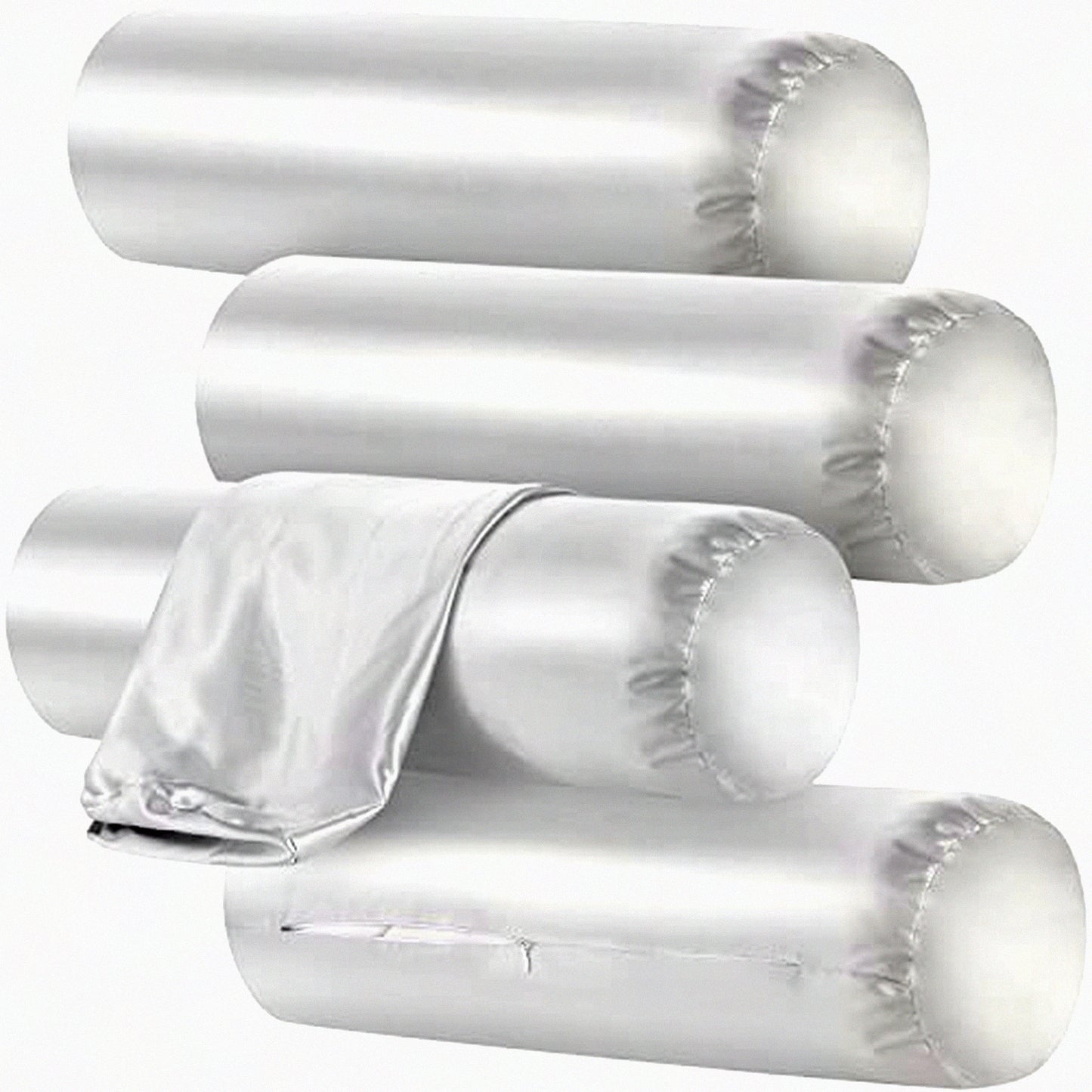 Zippered Neck Pillow Cover Set - Gray Cylinder Pillowcase Bundle (Pack of 4) - Cervical Neck Roll Bolster Case Covers - 18 x 6 Inches - Round Shape