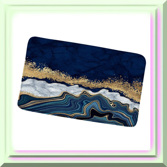 Navy Blue Marble Bath Mat 17.8x29.5 Inch