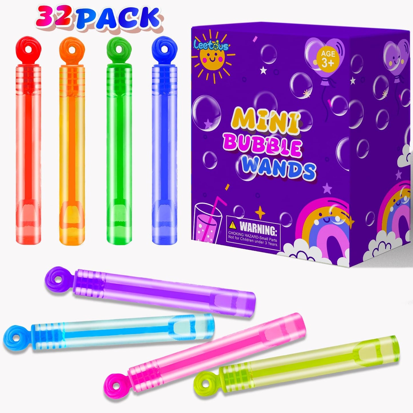 Bubble Blast Party Pack - 32 Mini Pocket Bubble Wands for Kids Birthday Parties! Perfect Goodie Bag Fillers, Pinata Prizes, and Clroom Treats for Boys and Girls!