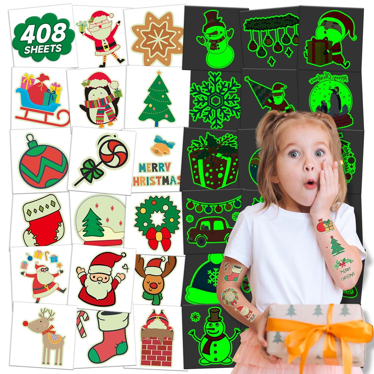 Glow Party Fun Pack - Bulk Kids Gifts & Decorations Set with 408 Luminous Sheets for Goodie Bags & Stocking Stuffers - Boys & Girls Favours