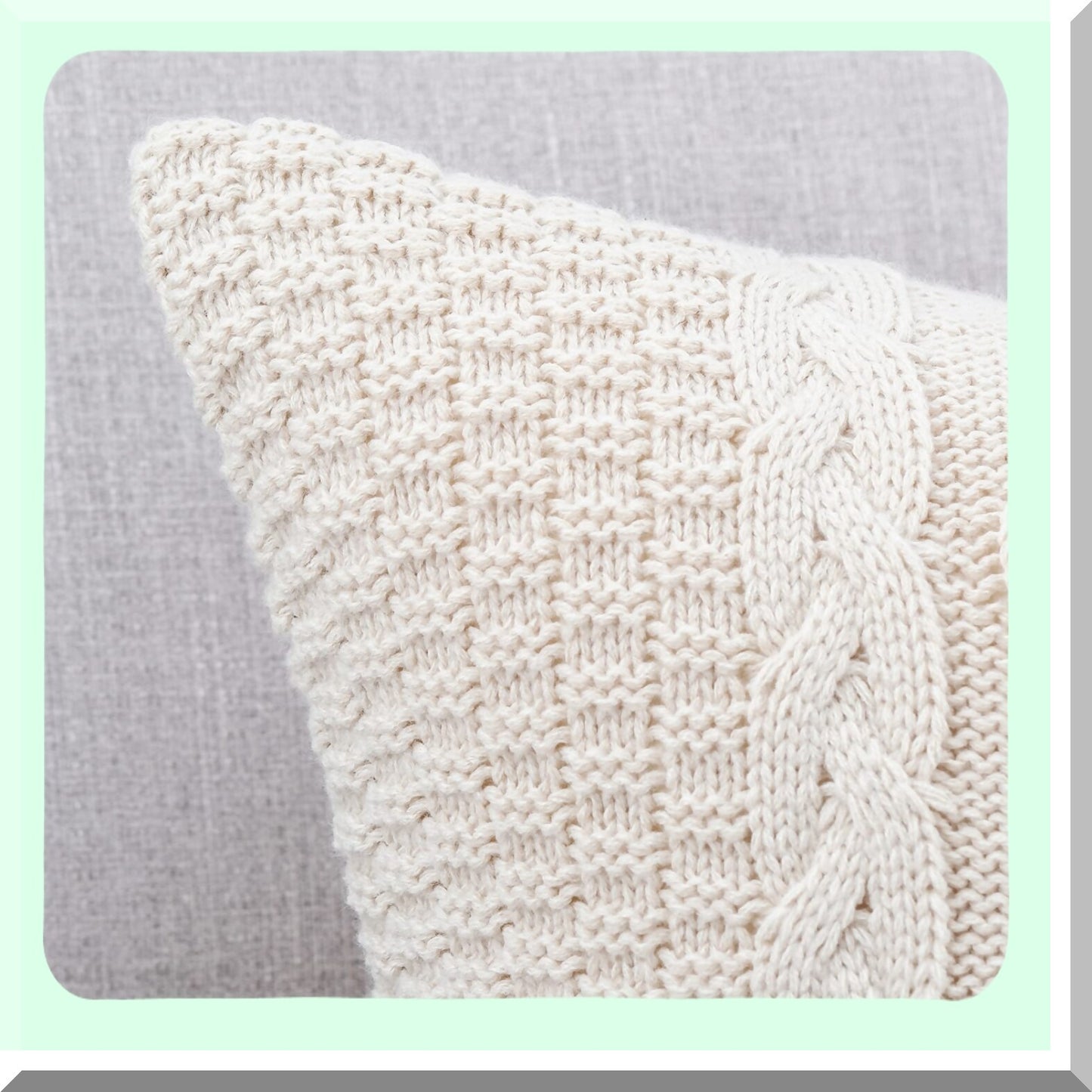 CozyKnit Beige Lumbar Pillow Covers - Soft & Luxury Modern Decorative Cushion Cases for Couch, Sofa & Bed - Outdoor Indoor Throw Pillowcases 12x20"