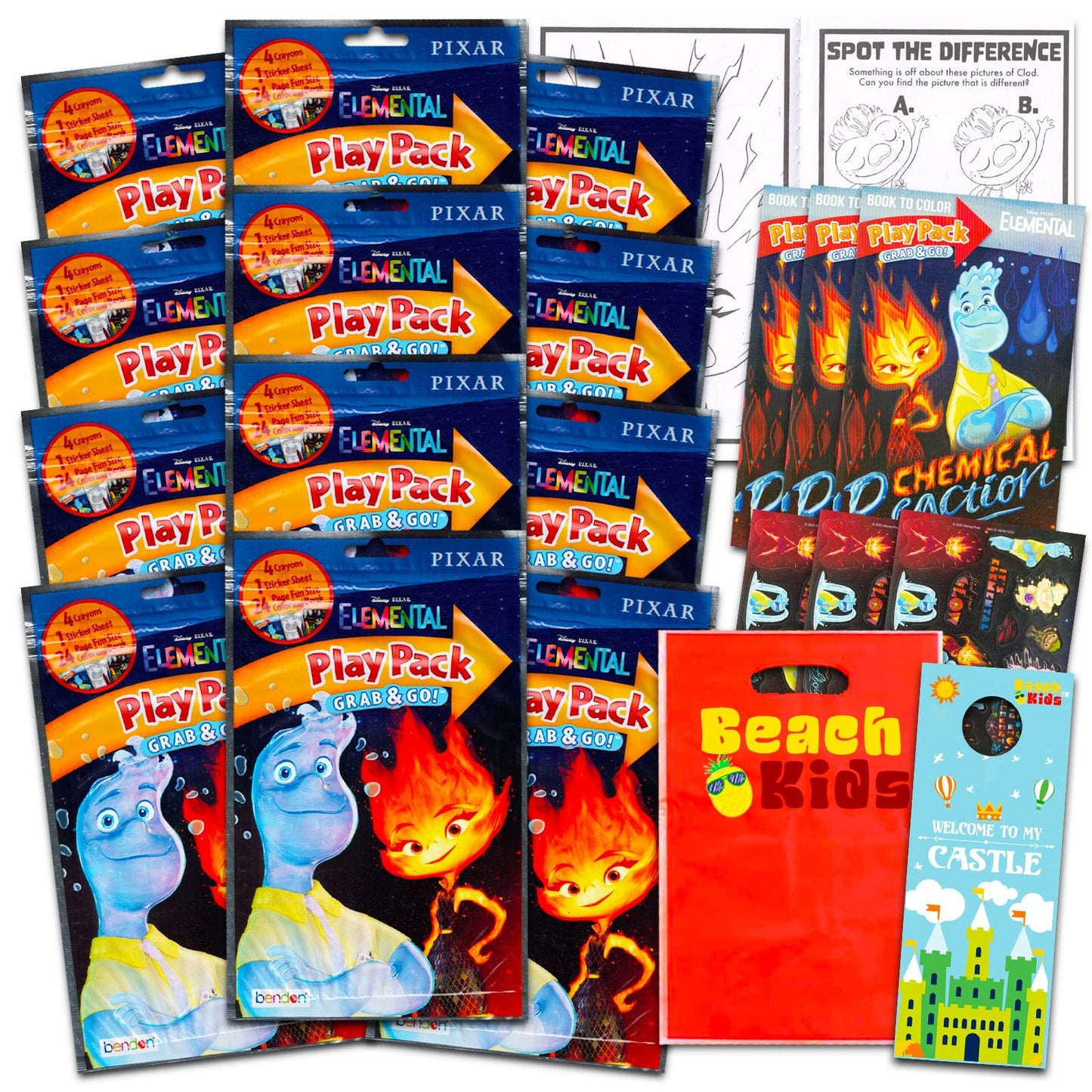 Elemental Party Fun Pack - 12 Activity Play Packs for Kids! Includes Coloring Books, Loot Bags, and More for Boys and Girls Birthday Celebrations!