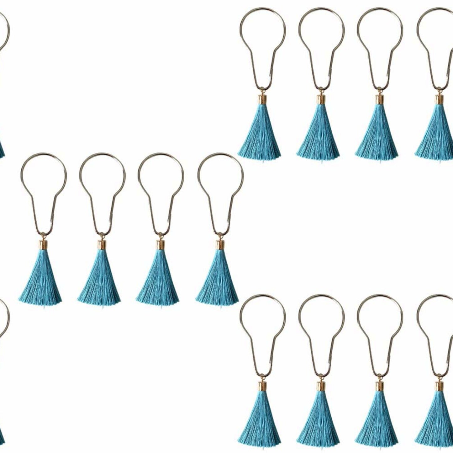 Blue Metal Shower Curtain Hooks, 12 Pieces