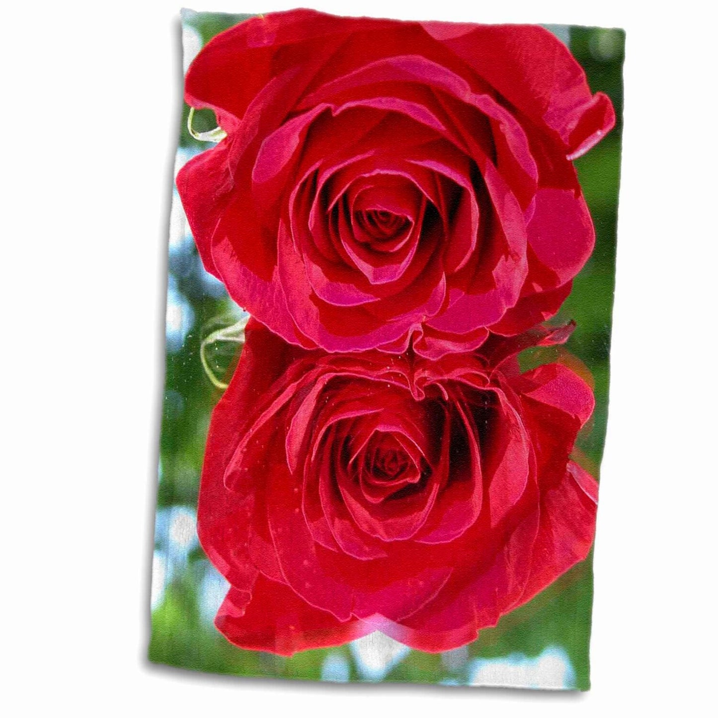 3D Rose Two Red Roses Towel 15 x 22