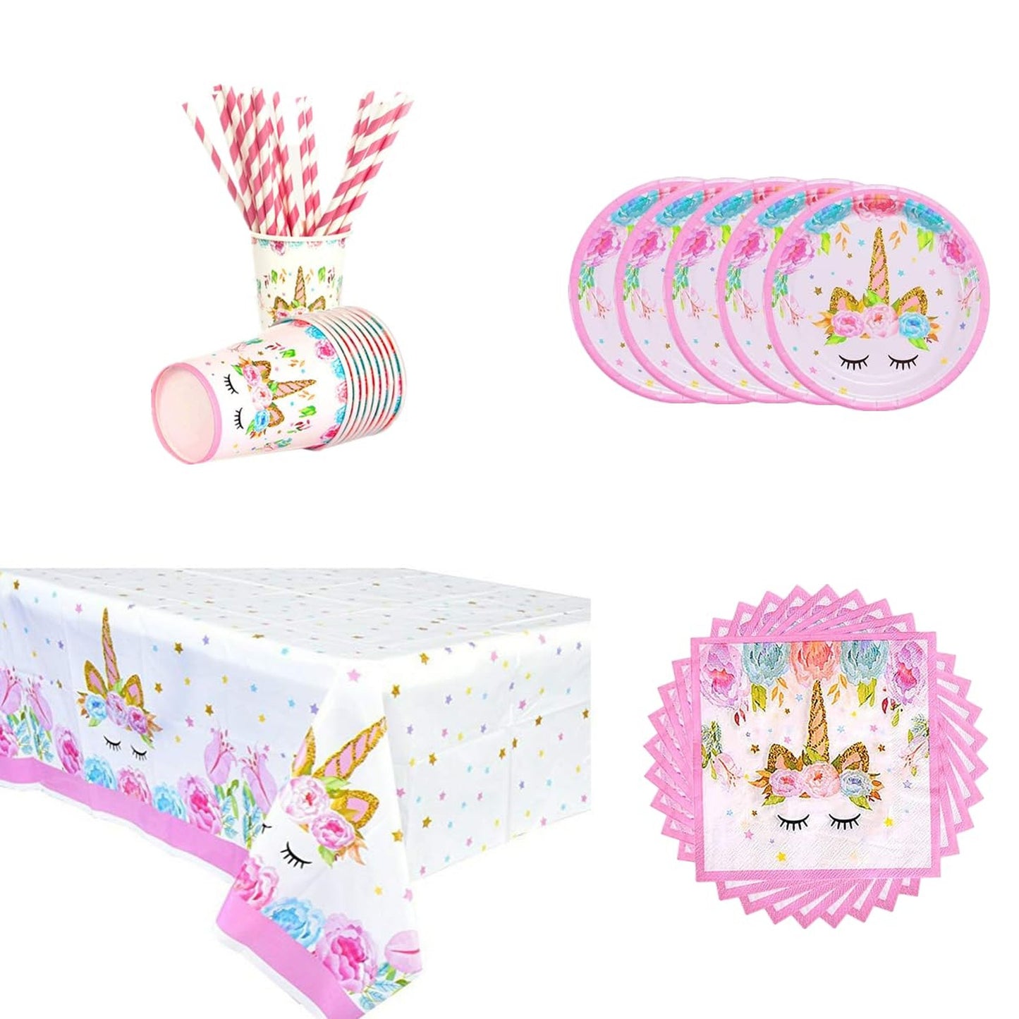 Unicorn Party Supplies Set for Girls and Baby Showers