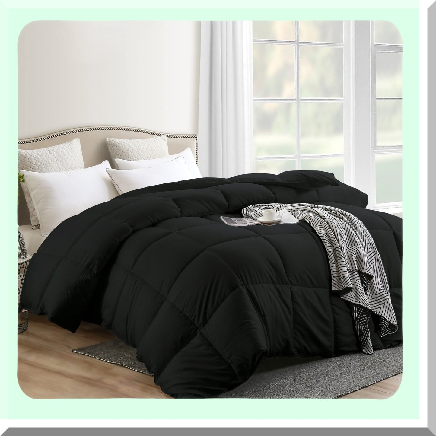 Cooling Comfort All Season Queen Duvet Insert - Ultra Soft Quilted Bedding with Corner Tabs - Hotel Collection Machine Washable - Down Alternative Comforter