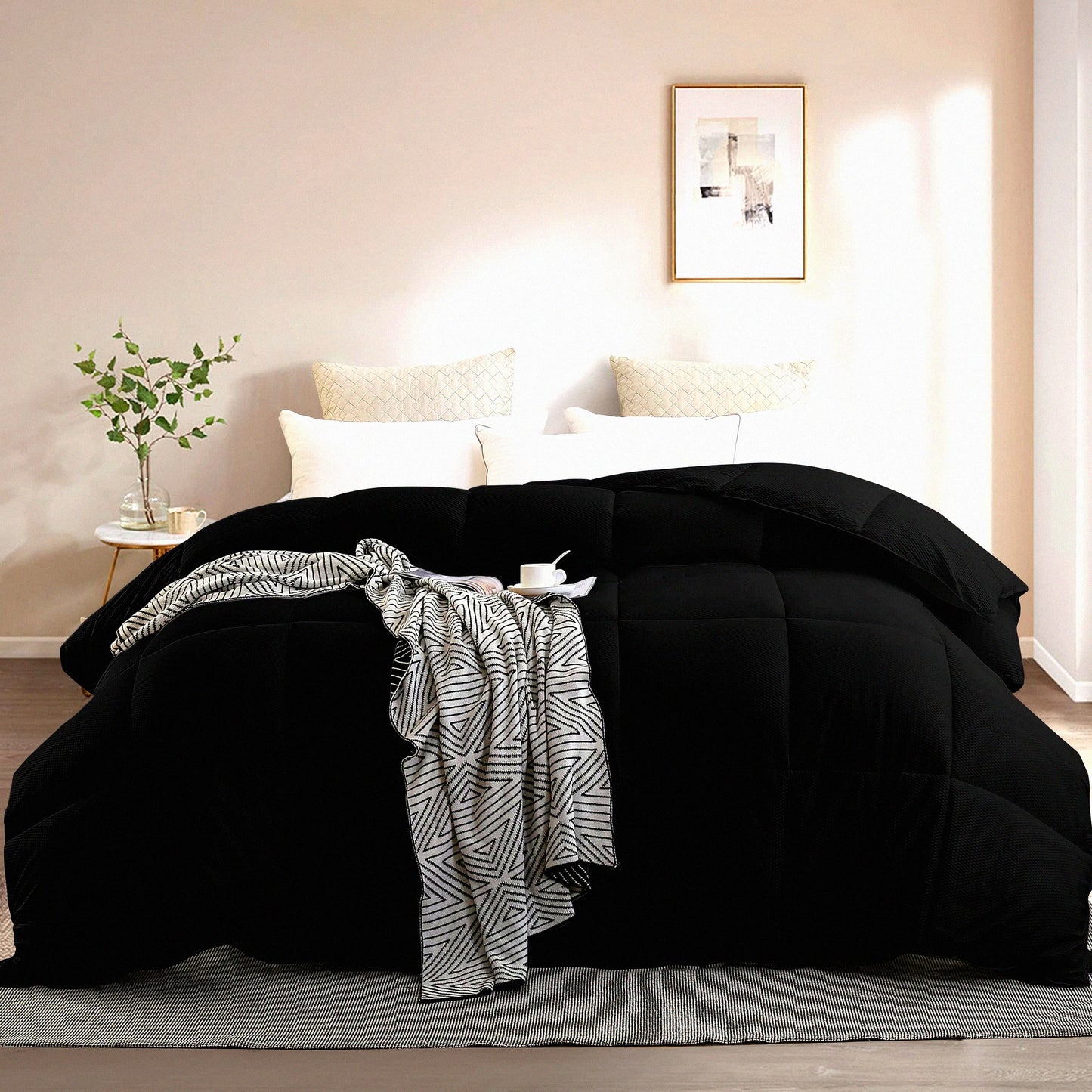 Cooling Comfort All Season Queen Duvet Insert - Ultra Soft Quilted Bedding with Corner Tabs - Hotel Collection Machine Washable - Down Alternative Comforter