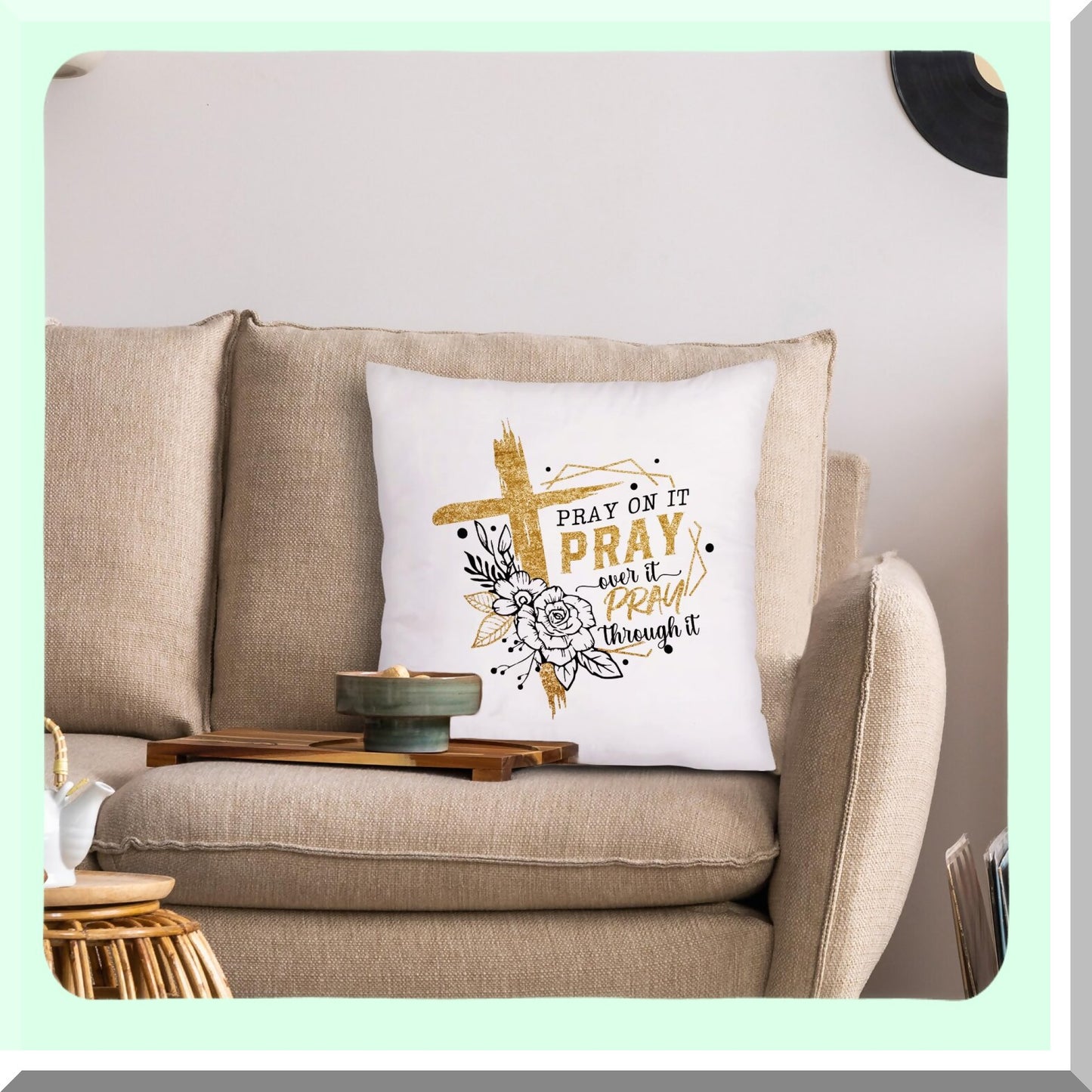 Floral Cross Prayer Pillowcase - Christian Pray Through It Throw Pillow Cover for Couch Bed Sofa - Inspirational 18x18 Inch Christian Gifts