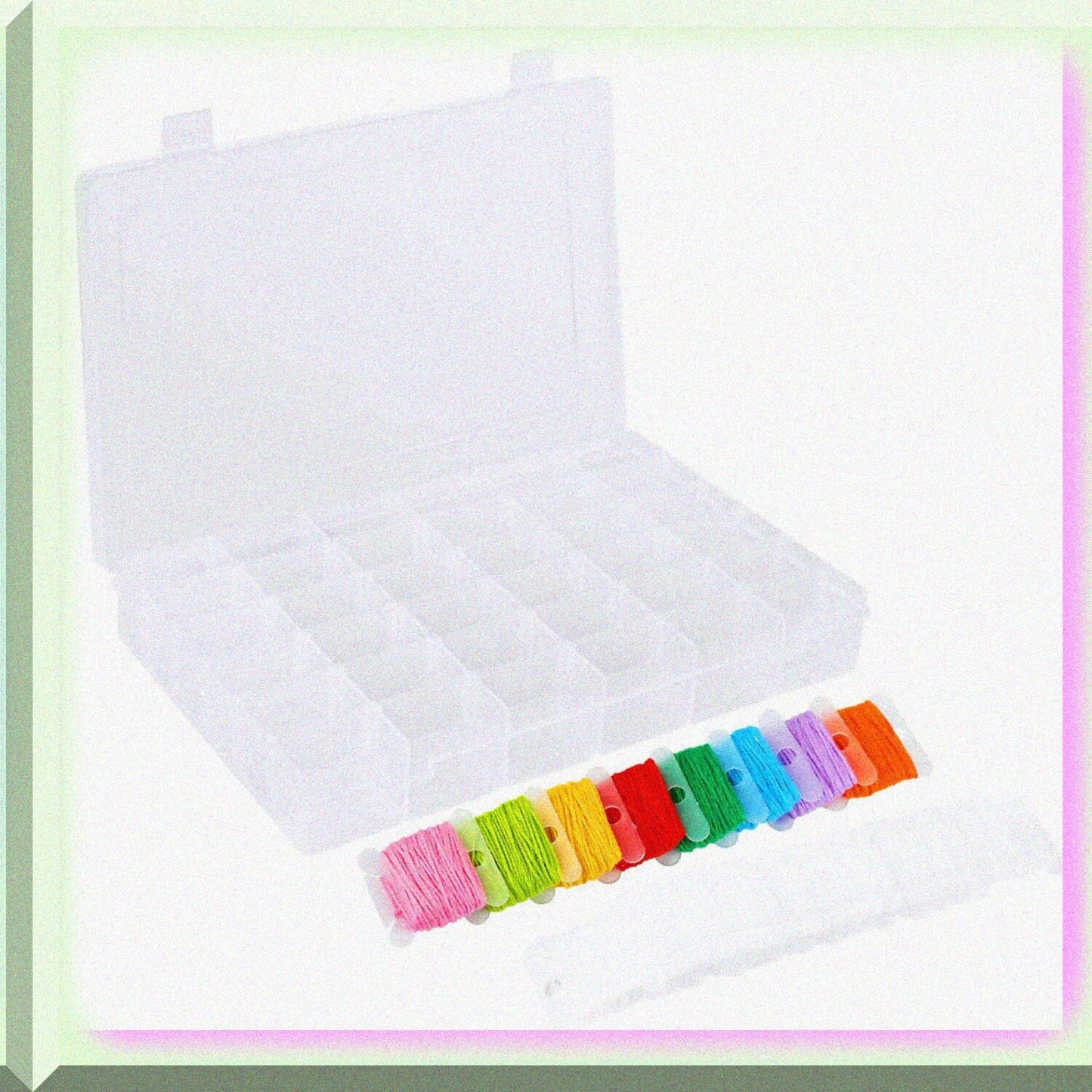 100 Pieces Embroidery Thread Cards with Plastic Storage Box