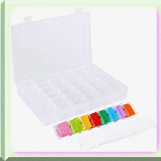 100 Pieces Embroidery Thread Cards with Plastic Storage Box