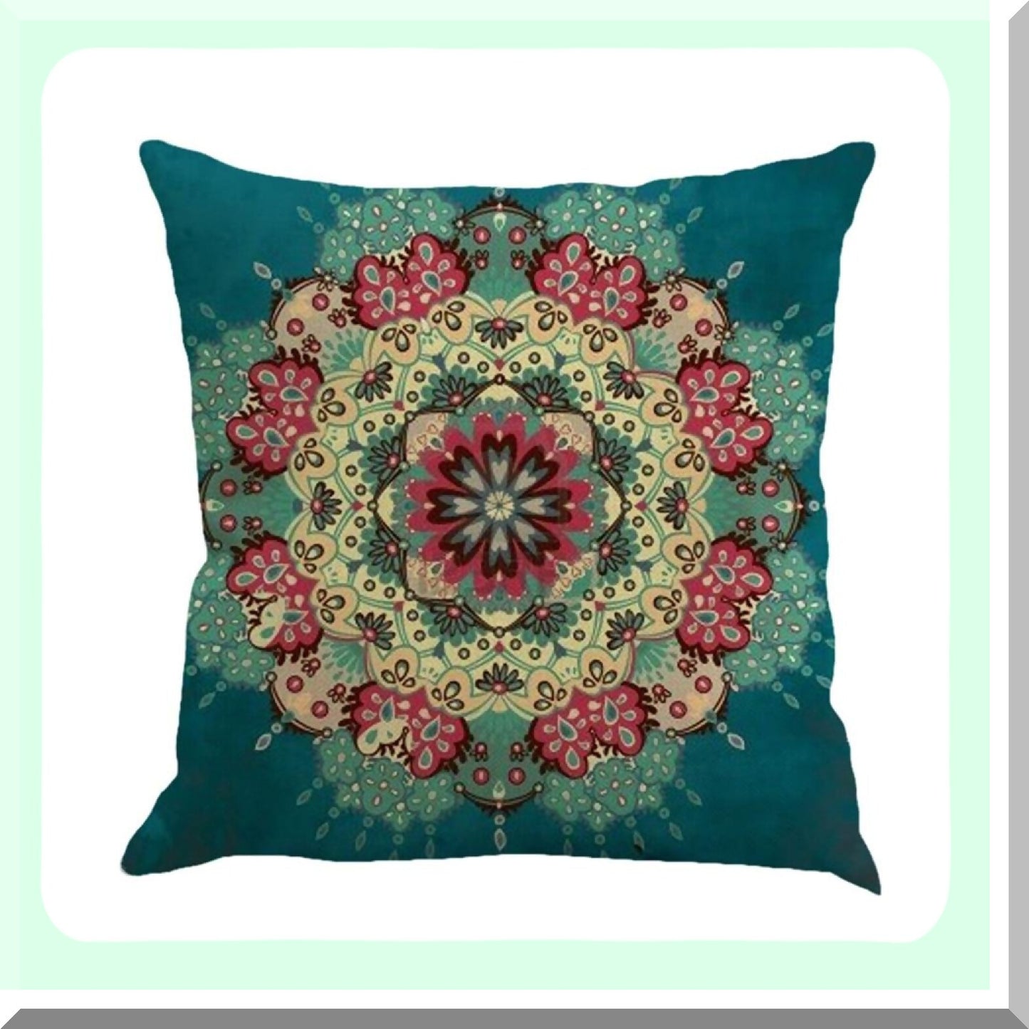 Retro Floral Medallion Bohemian Pillow Covers - Set of 4 | Boho Decor Hippie Throw Pillows for Sofa Couch 18x18 - Decorative Vintage Cushion Case