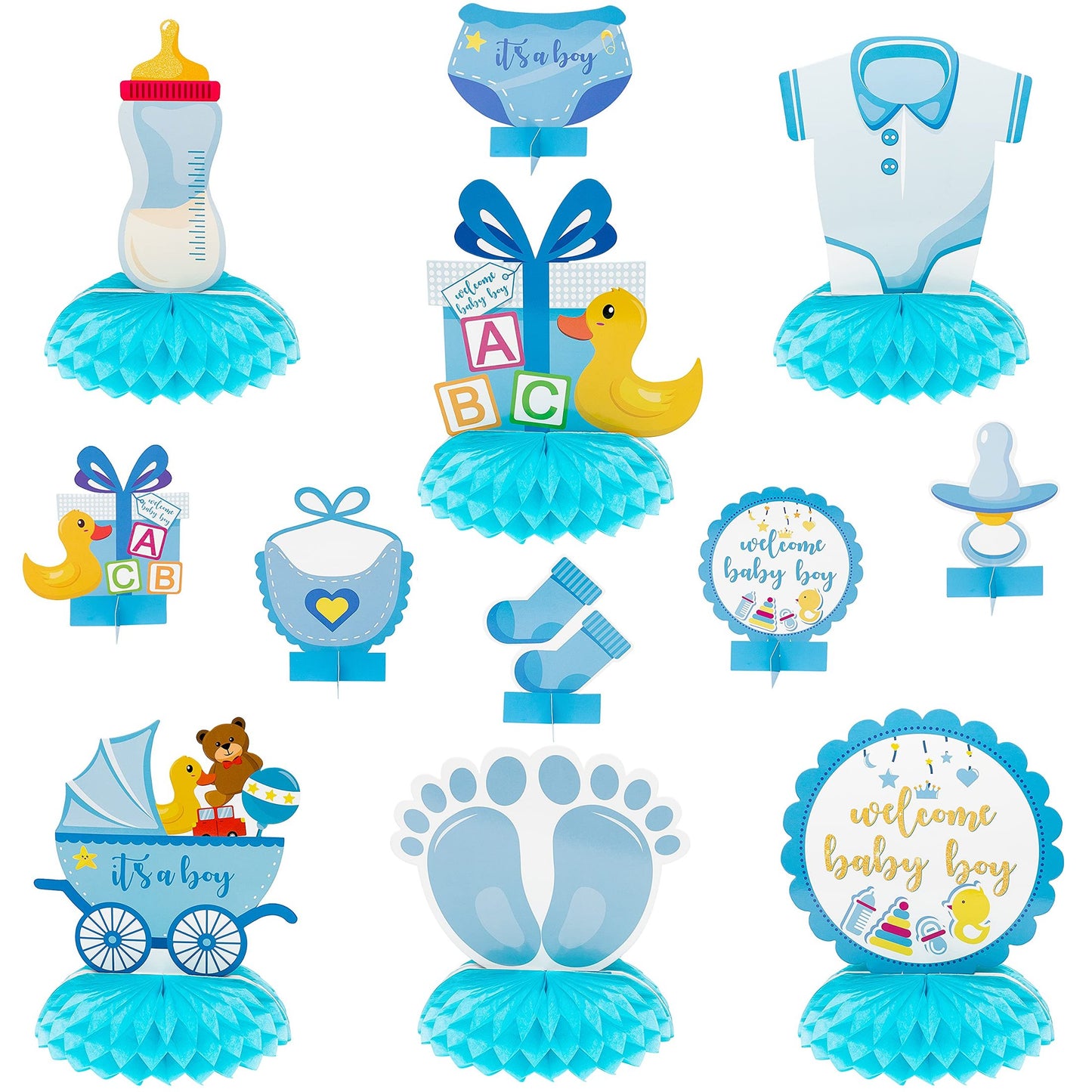 Baby Shower Honeycomb Centerpieces and Table Toppers for Boys