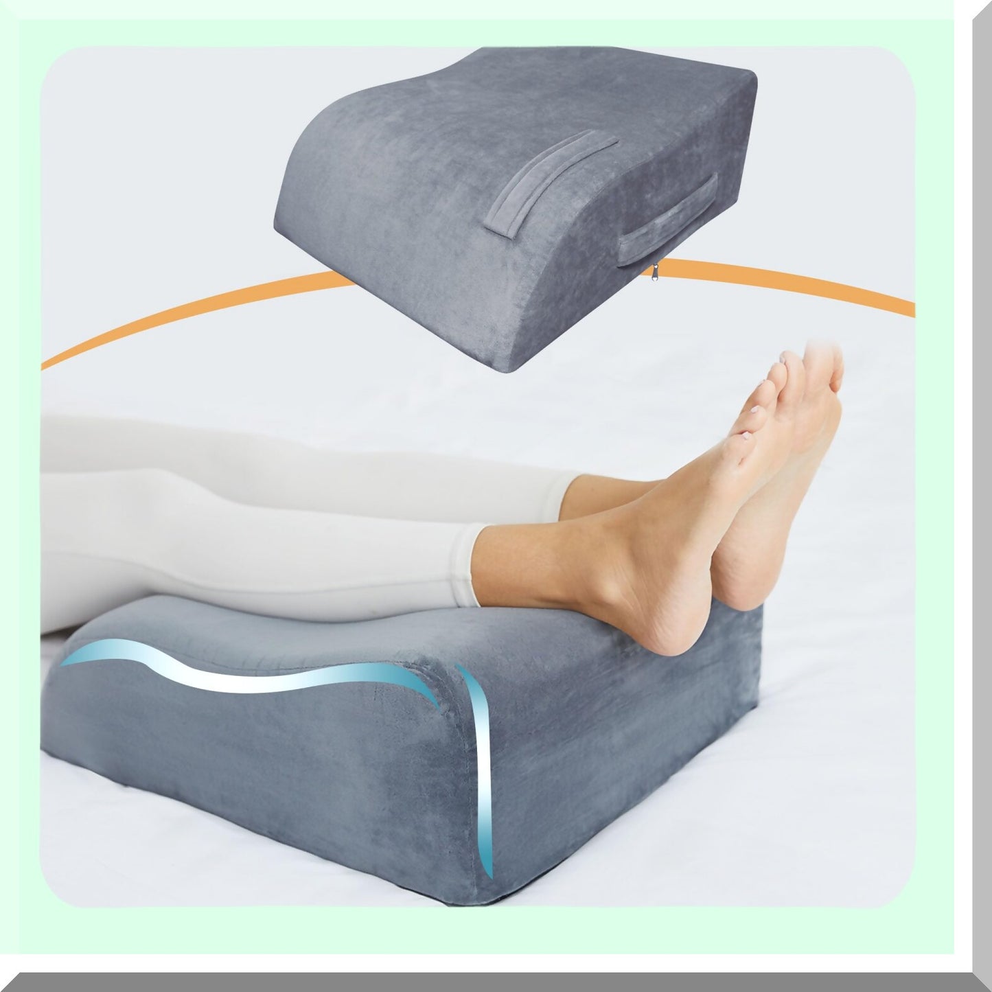 ElevateEase Memory Foam Leg Wedge Pillow - 8" Supportive Pillow for Swelling, Pain Relief, Post-Surgery Recovery & Circulation Boost - Washable Cover Included