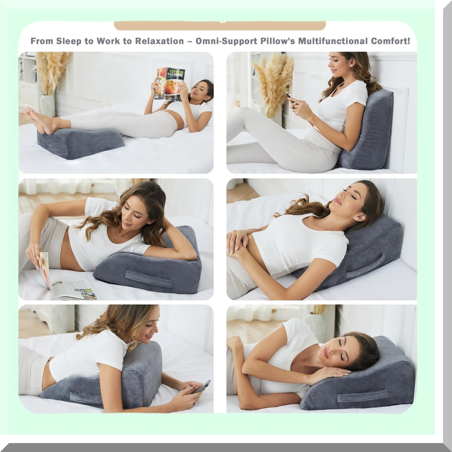 ElevateEase Memory Foam Leg Wedge Pillow - 8" Supportive Pillow for Swelling, Pain Relief, Post-Surgery Recovery & Circulation Boost - Washable Cover Included