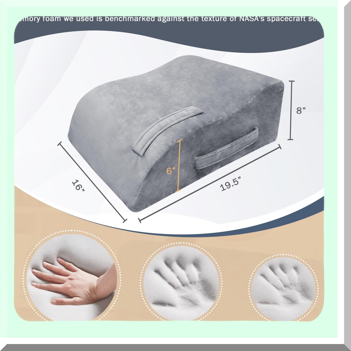 ElevateEase Memory Foam Leg Wedge Pillow - 8" Supportive Pillow for Swelling, Pain Relief, Post-Surgery Recovery & Circulation Boost - Washable Cover Included