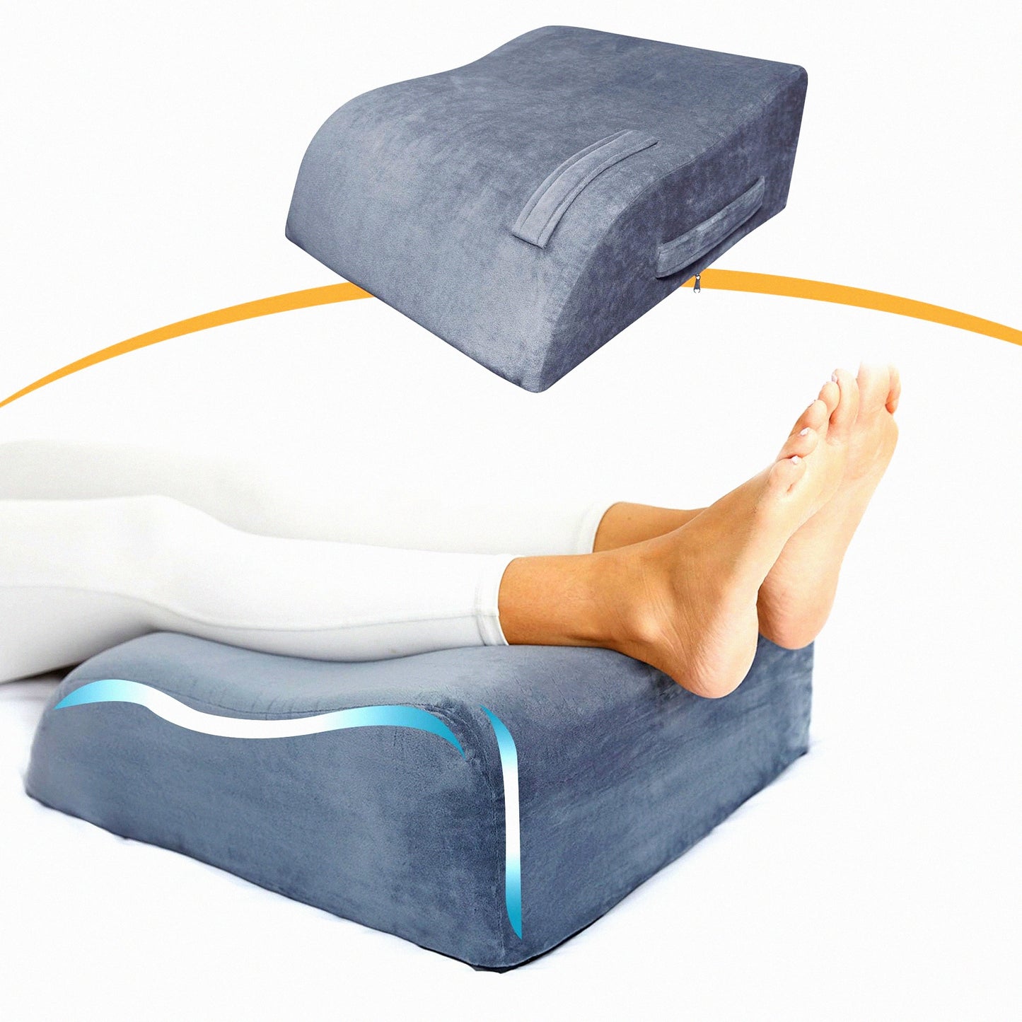 ElevateEase Memory Foam Leg Wedge Pillow - 8" Supportive Pillow for Swelling, Pain Relief, Post-Surgery Recovery & Circulation Boost - Washable Cover Included