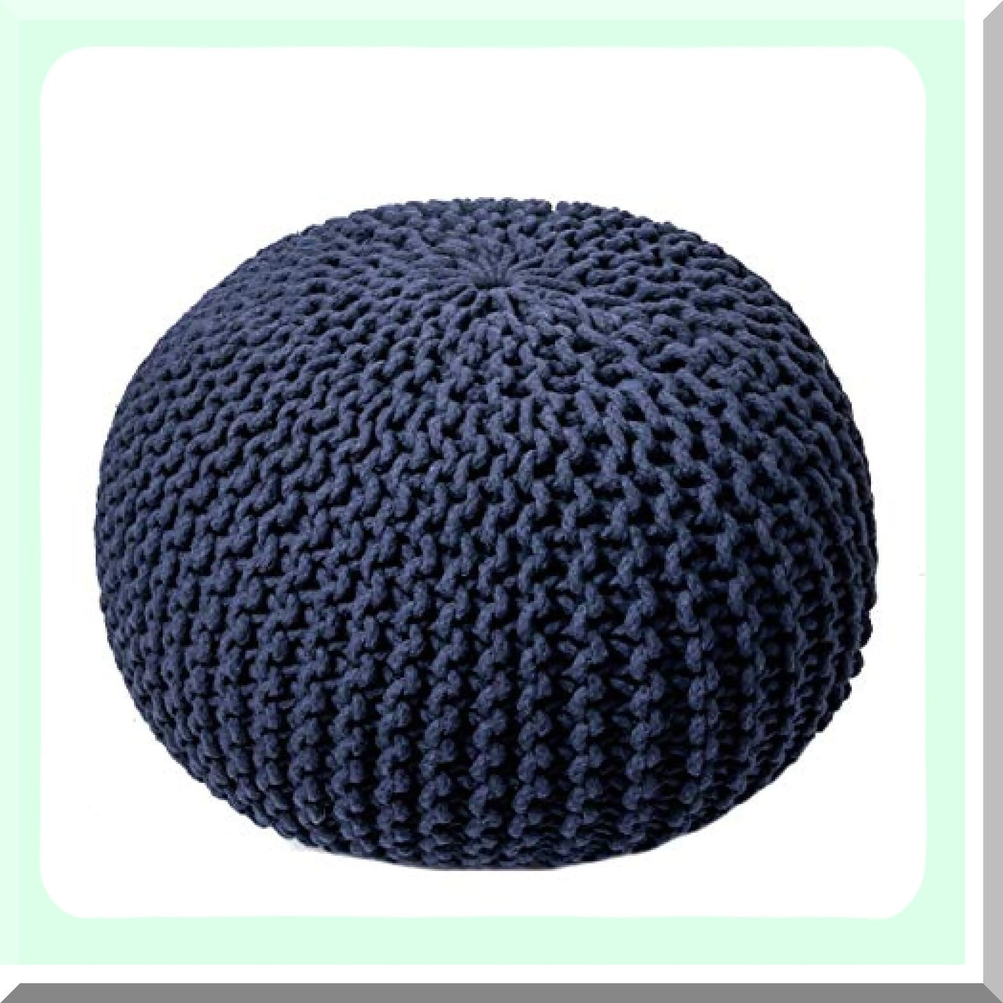 CozyKnit Round Ottoman Pouf - 14x20x20 Inch - Soft Knitted Footrest for Living Room, Bedroom, or Nursery - Stylish Home Decor Accent Piece