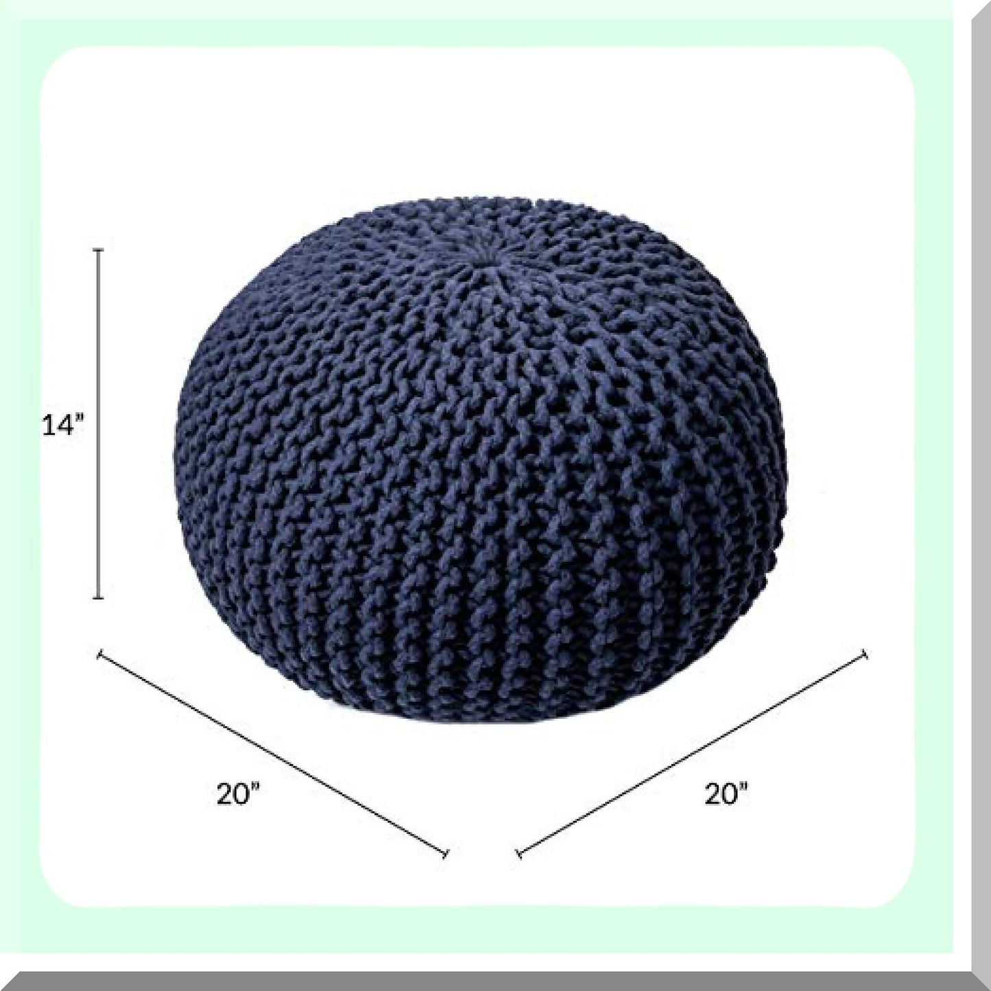 CozyKnit Round Ottoman Pouf - 14x20x20 Inch - Soft Knitted Footrest for Living Room, Bedroom, or Nursery - Stylish Home Decor Accent Piece