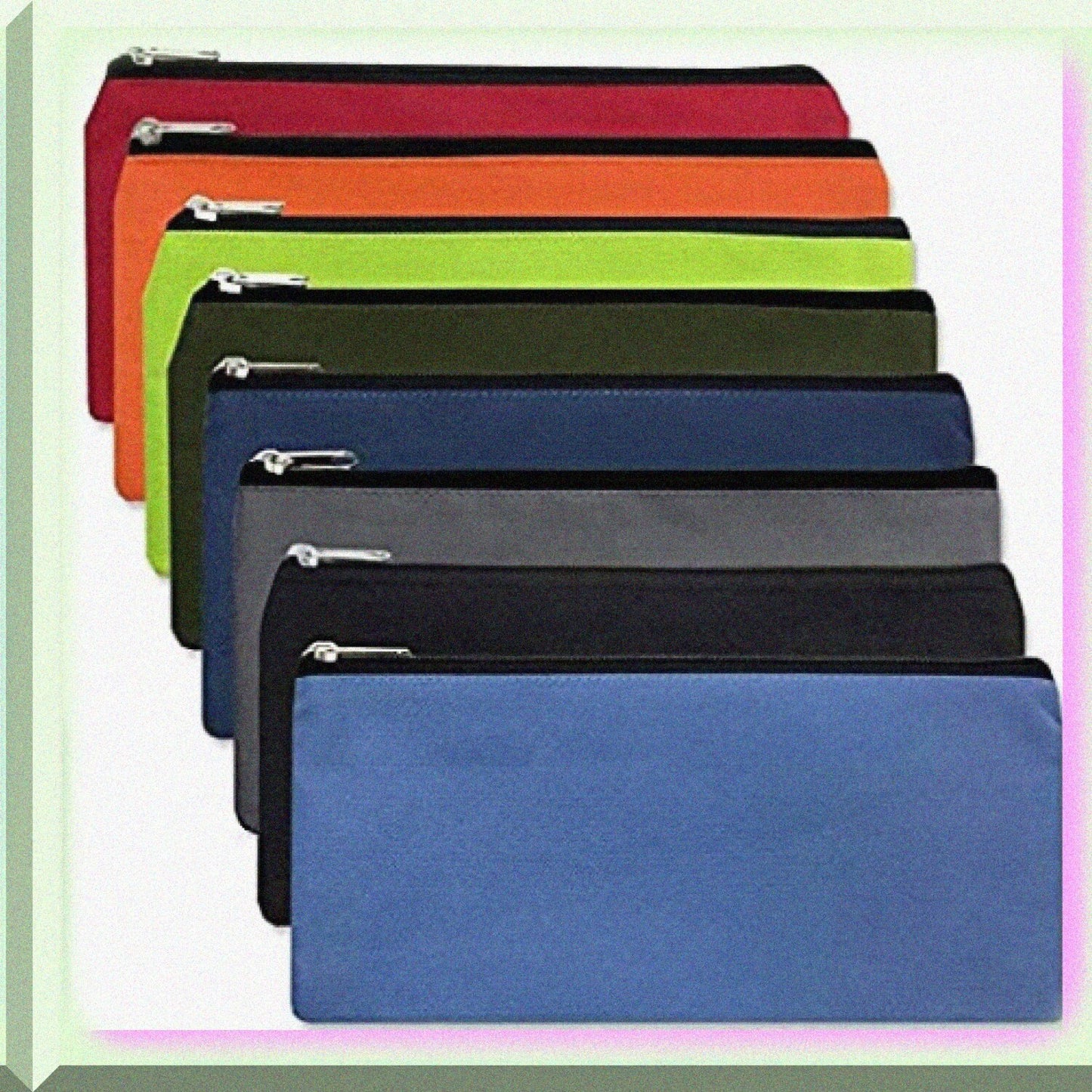 12 Pack Cloth Pencil Cases in Solid Colors