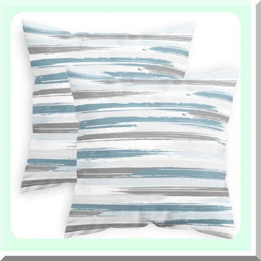 CozyFleece Rock Stone Geometric Texture Throw Pillow Cases - Pack of 2 Decorative Cushion Covers for Couch Bed Sofa - Farmhouse Decoration - 18 X 18 Inches - Smoke Blue Grey