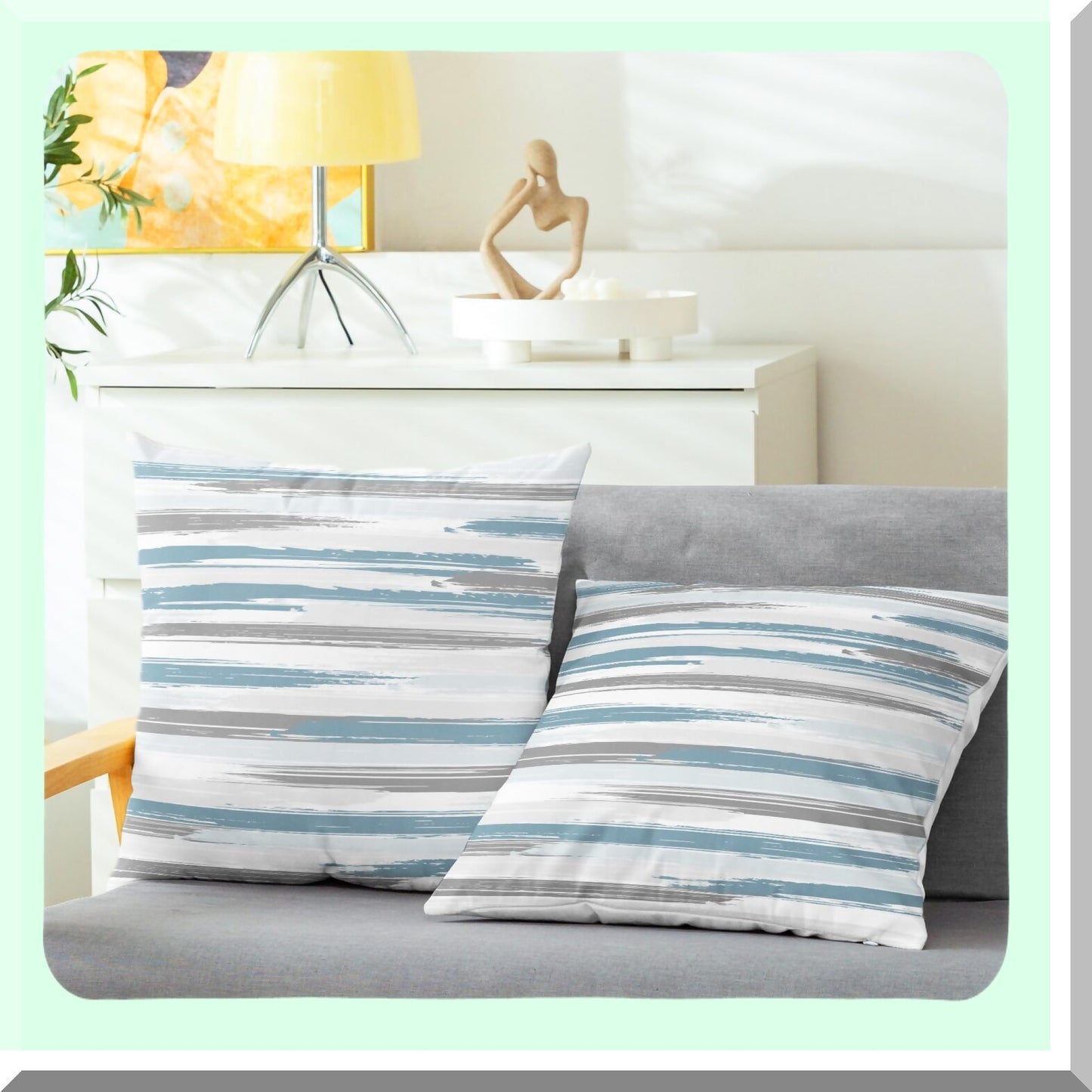 CozyFleece Rock Stone Geometric Texture Throw Pillow Cases - Pack of 2 Decorative Cushion Covers for Couch Bed Sofa - Farmhouse Decoration - 18 X 18 Inches - Smoke Blue Grey