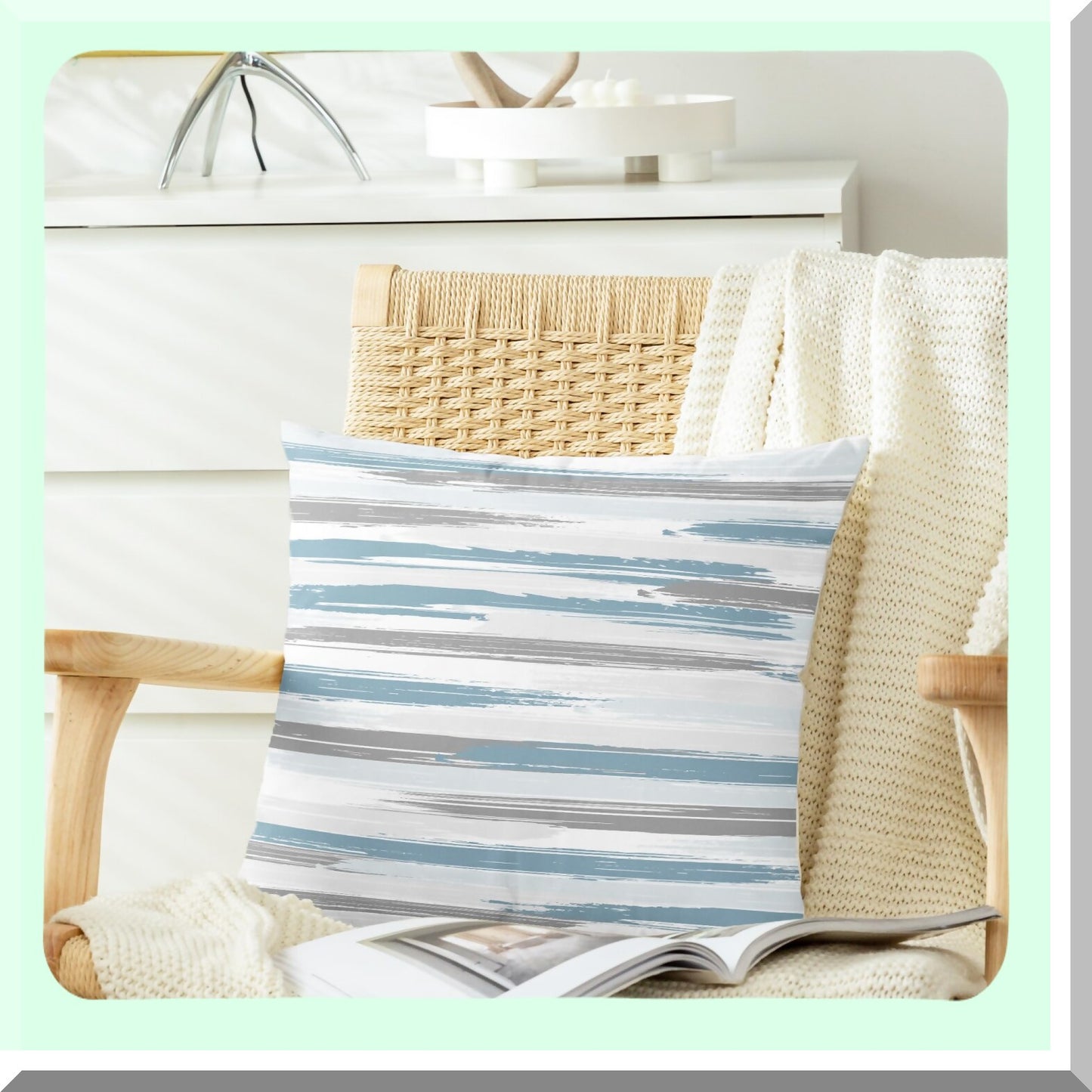 CozyFleece Rock Stone Geometric Texture Throw Pillow Cases - Pack of 2 Decorative Cushion Covers for Couch Bed Sofa - Farmhouse Decoration - 18 X 18 Inches - Smoke Blue Grey