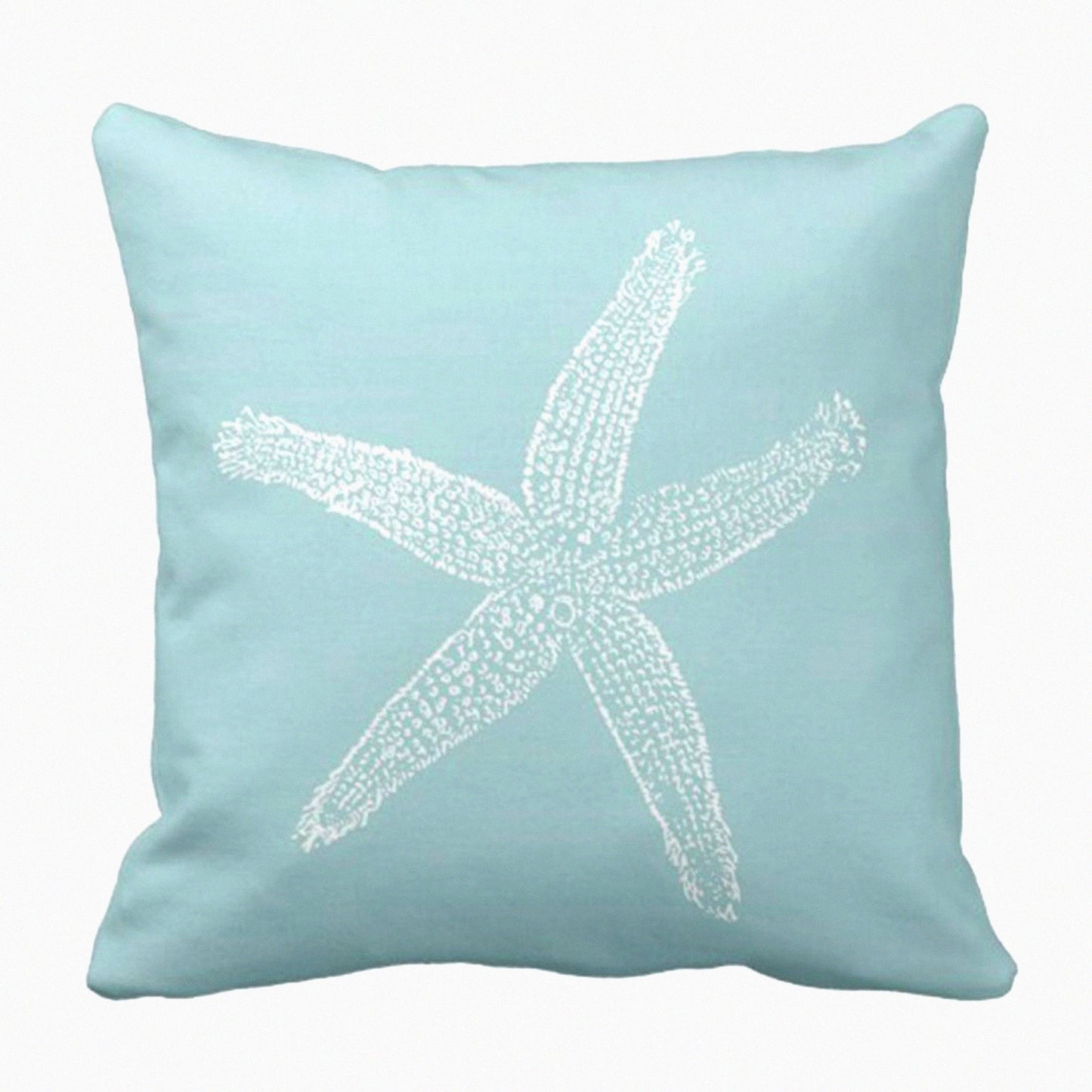 Seafoam Starfish Vintage Pillowcase - Decorative Green Fish Cover for Home Decor, Square 18 x 18 Inch Throw Pillow