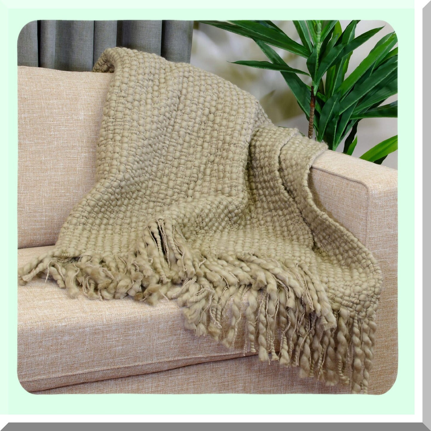 CozyKnit Taupe Throw Blanket - Effie Solid Knit, Perfect for Couch or Bed, 50" x 60"