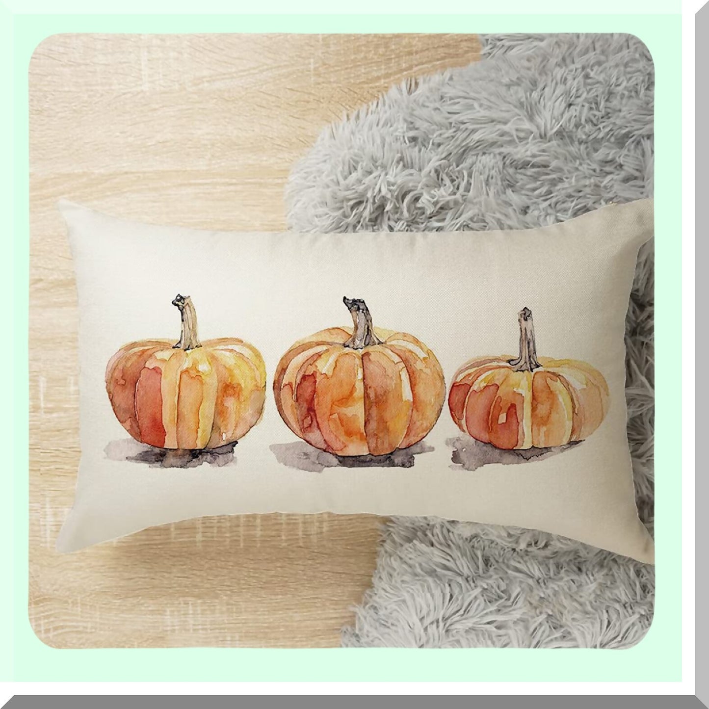 Fall Harvest Farmhouse Pumpkin Pillowcase - 20x12 Inch Long Cushion Cover for Farm Decor, Country Style Cotton Linen Couch Pillow Case