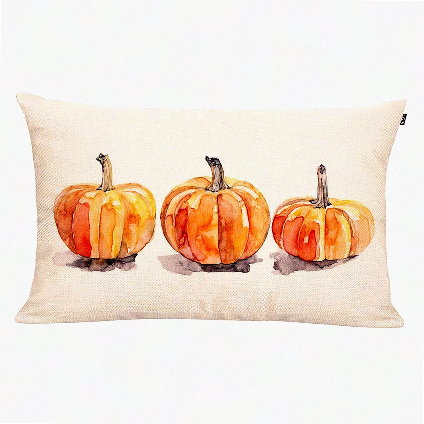 Fall Harvest Farmhouse Pumpkin Pillowcase - 20x12 Inch Long Cushion Cover for Farm Decor, Country Style Cotton Linen Couch Pillow Case