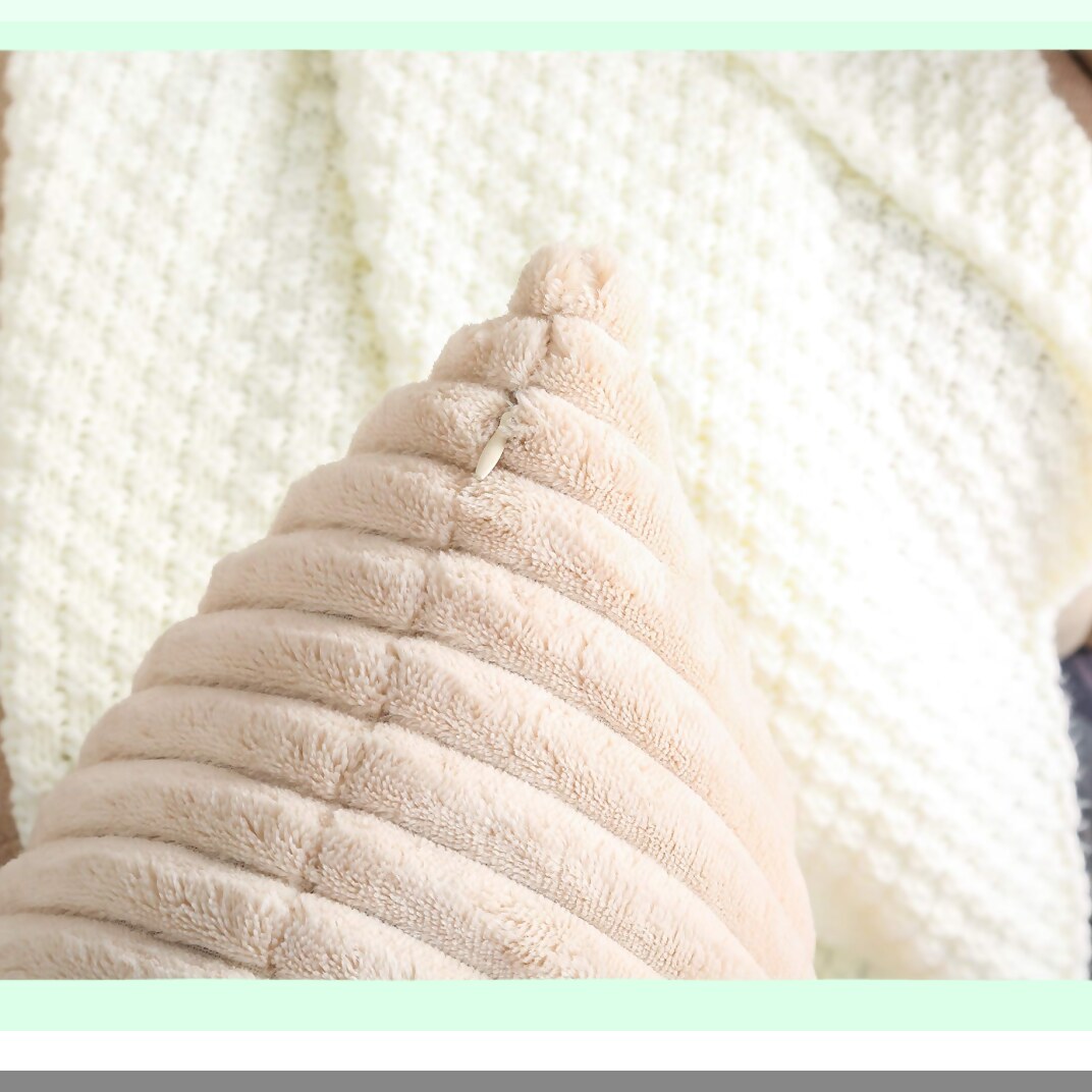 Luxury Velvet Striped Corduroy Throw Pillow Covers - Set of 2 Soft Plush Square Cushion Cases - Decorative Solid Beige 18"x18" - A17 Collection