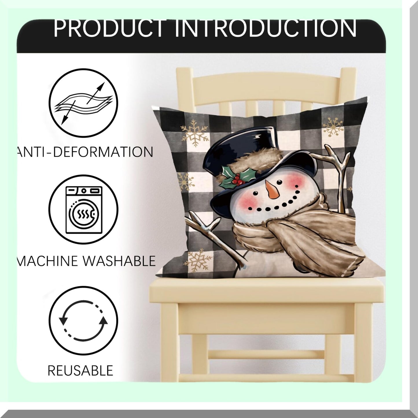 Cozy Snowman Gnome Winter Pillow Covers - Set of 4, Buffalo Plaid Holiday Farmhouse Cushion Case - 20 x 20 Decorative Outdoor Home Decor