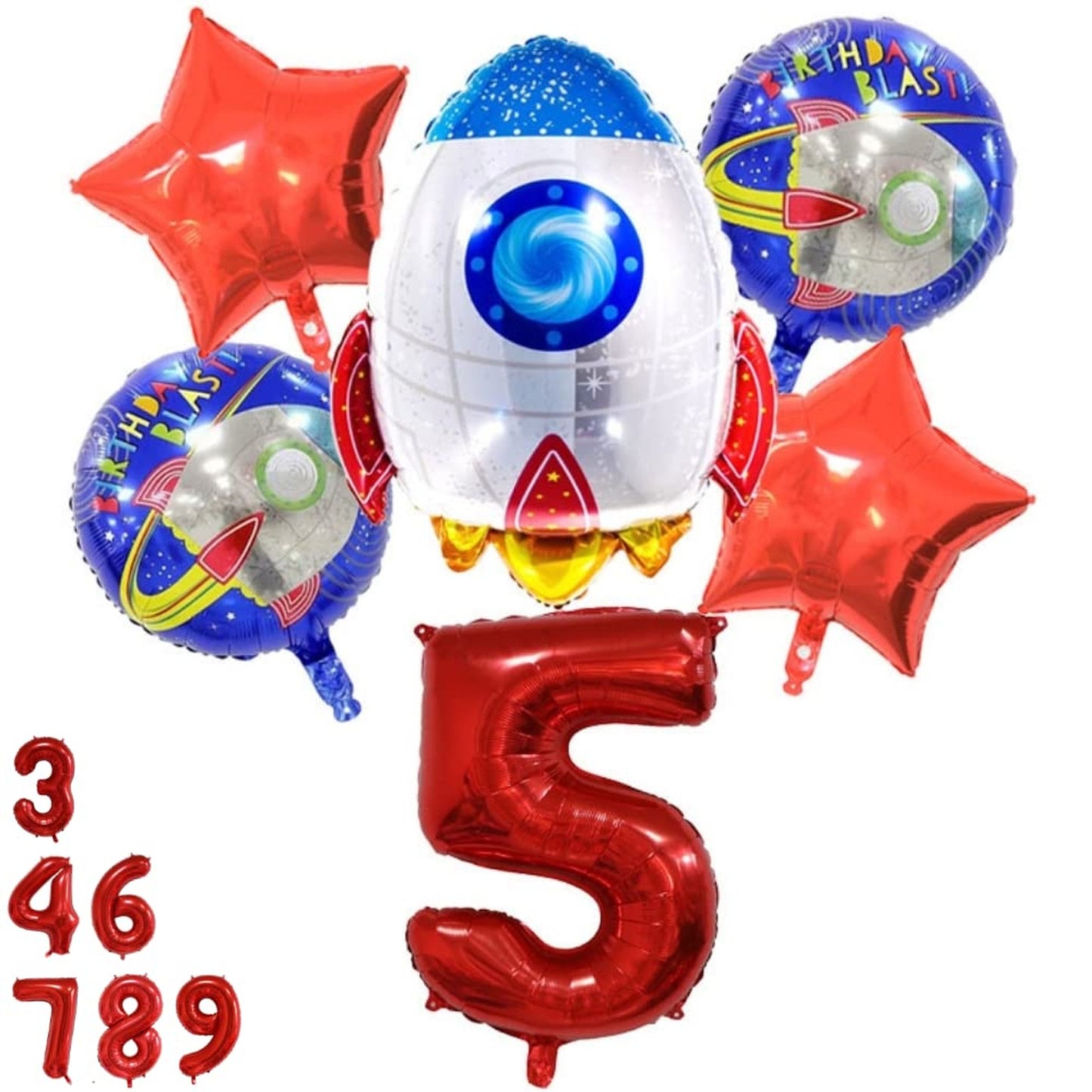 Space Rocket 5th Birthday Balloon Set