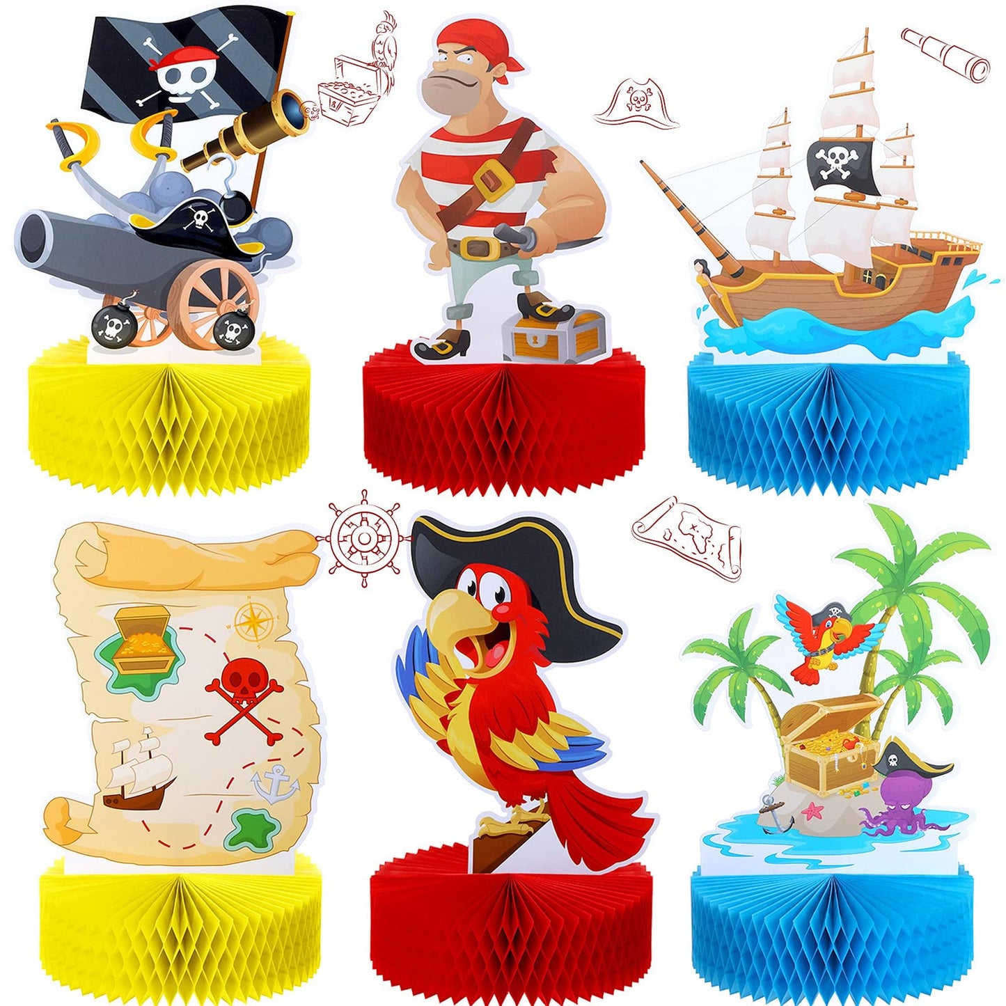 Pirate Party Honeycomb Centerpieces for Birthday Decorations