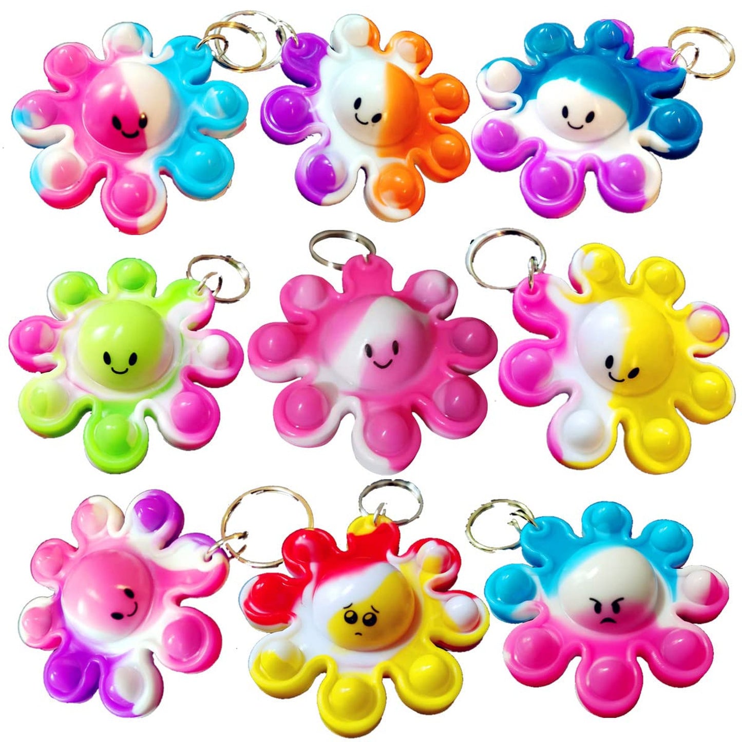 OctoPop Fidget Keychain Packs - Bulk Mini Bubble Push for Teens & Kids. Perfect Party Favors, Birthday Supplies, Classroom Prizes & Gifts.