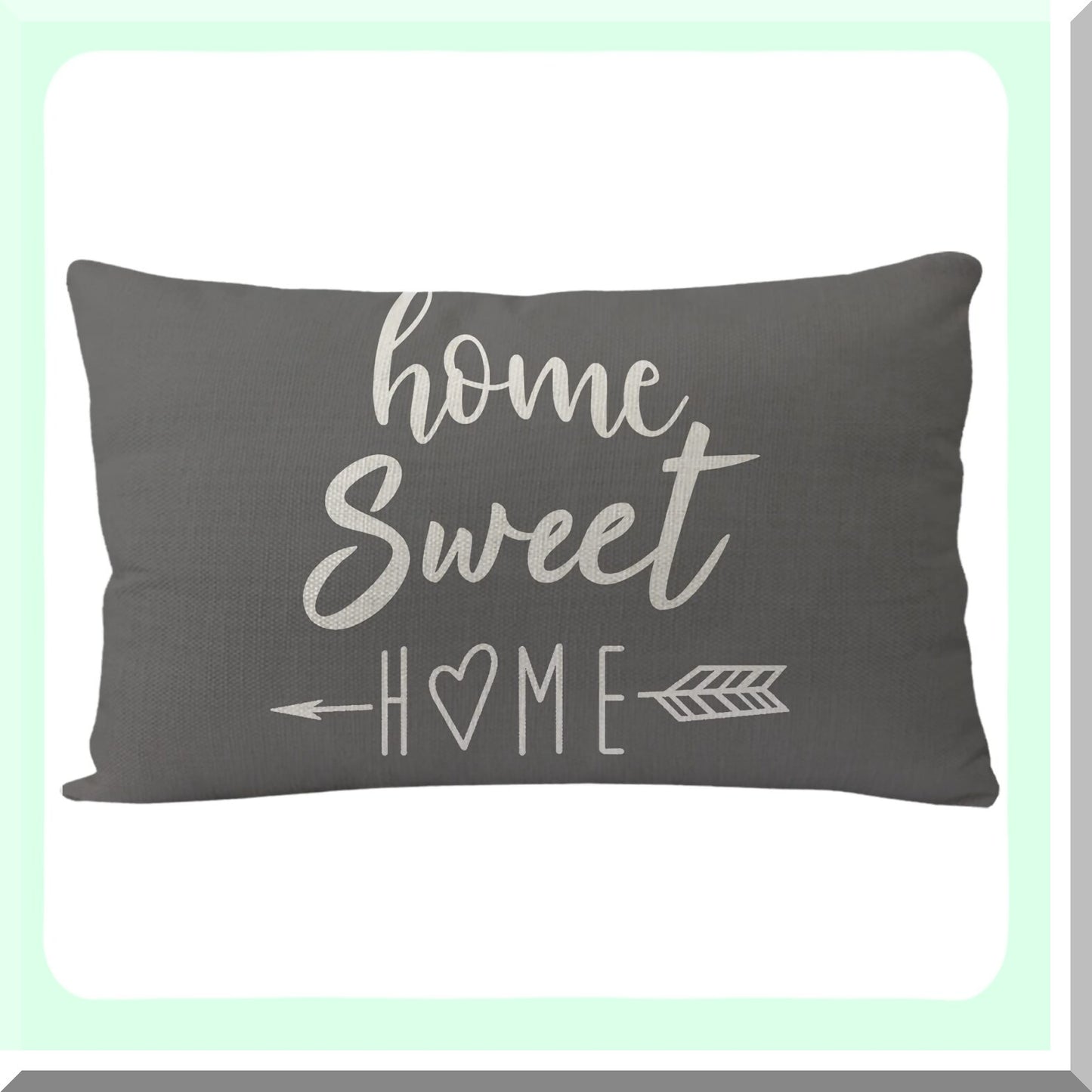 Home Sweet Home Farmhouse Grey Pillow Cover - Rectangular Cushion Cover for Housewarming Gifts - Decorative Pillowcase for New Home Décor 12 x 20